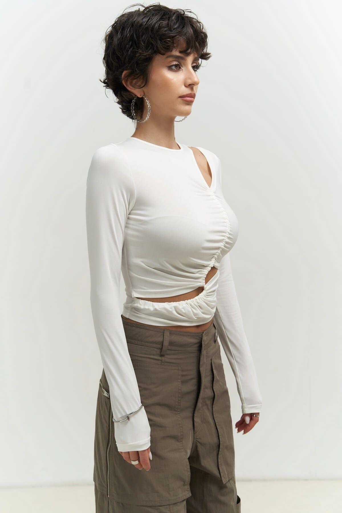 Mira White Long Sleeve Blouse