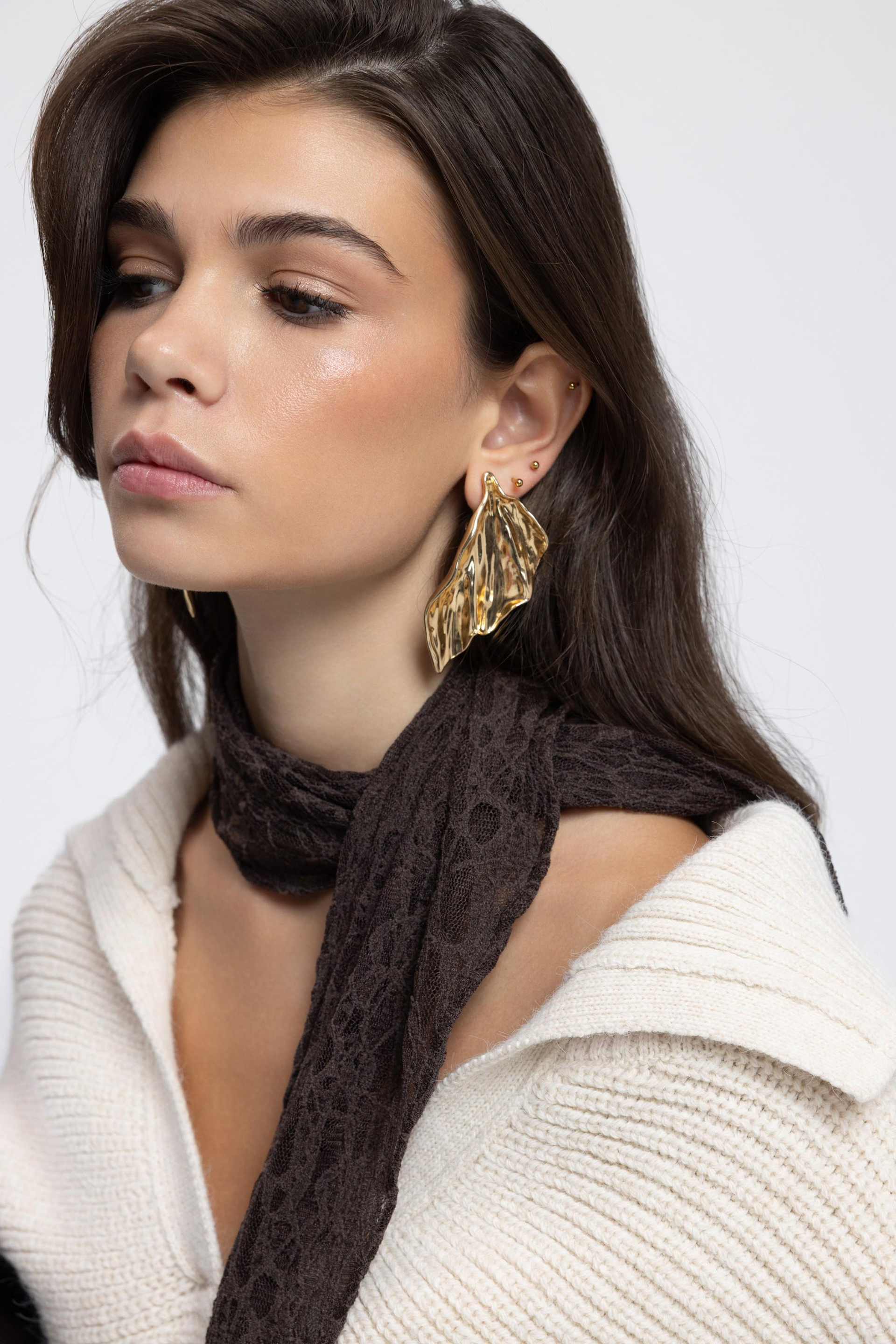 Miray Üçgen Kesim Kahve Dantel Bandana