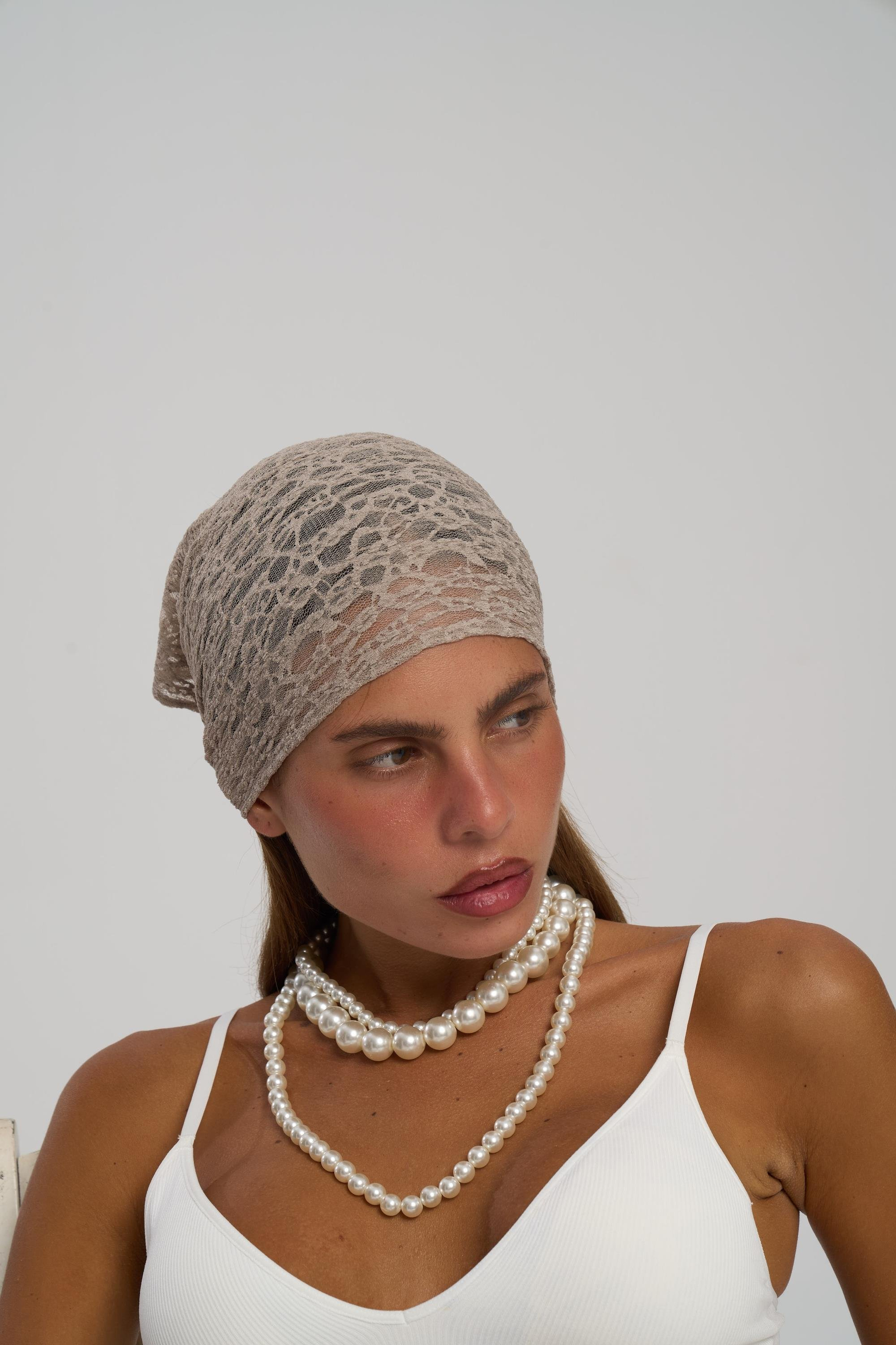 Miray Üçgen Kesim Vizon Dantel Bandana