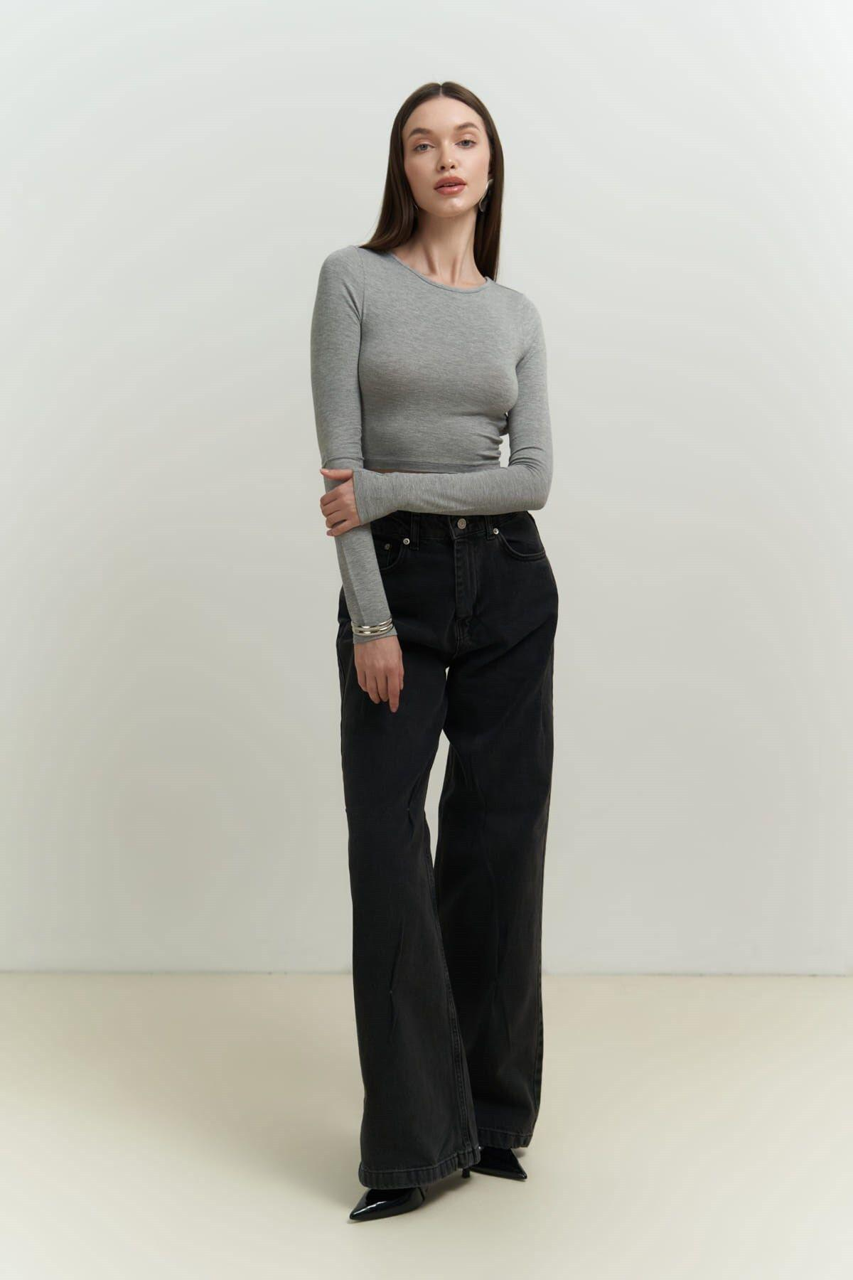 Mita Low Back Gray Blouse