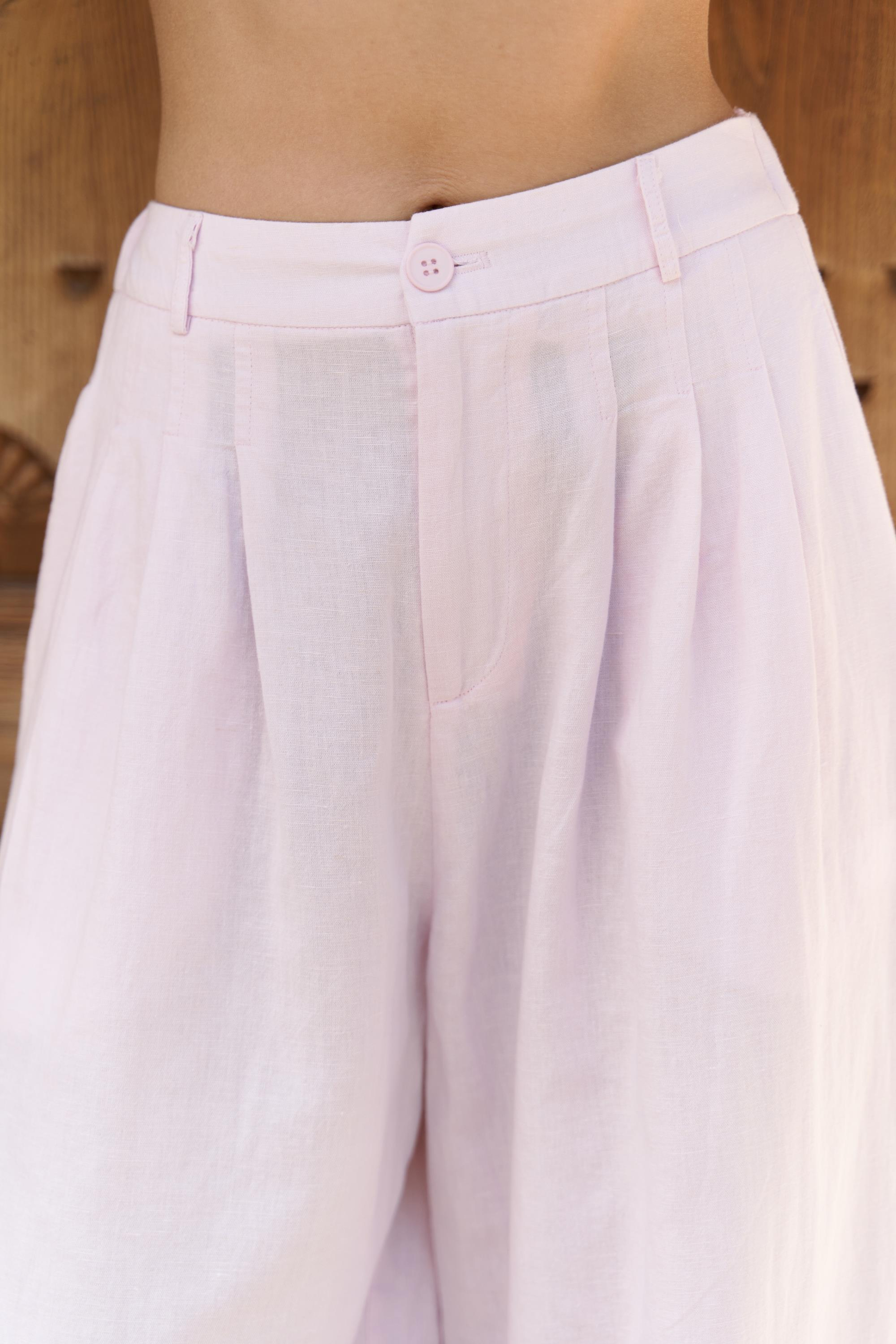 Moibel Bağcık Detay Pembe Crop Pantolon Takım