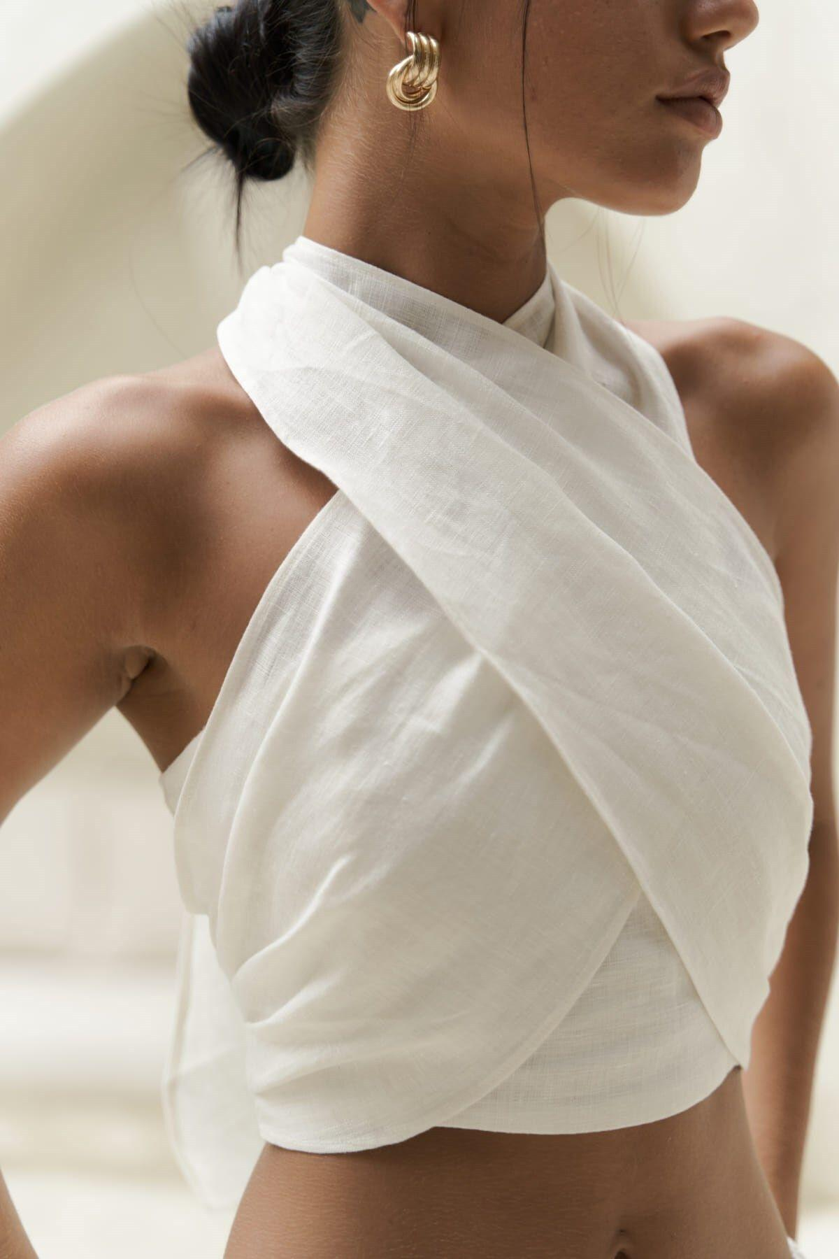 Moira White Crop&Trousers Set