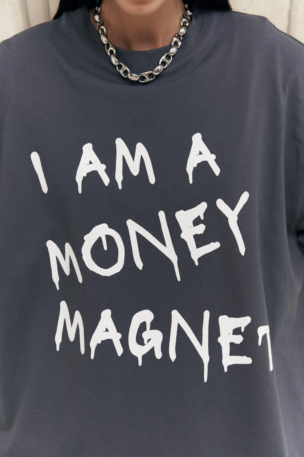 Money Magnet Antrasit Oversize T-shirt