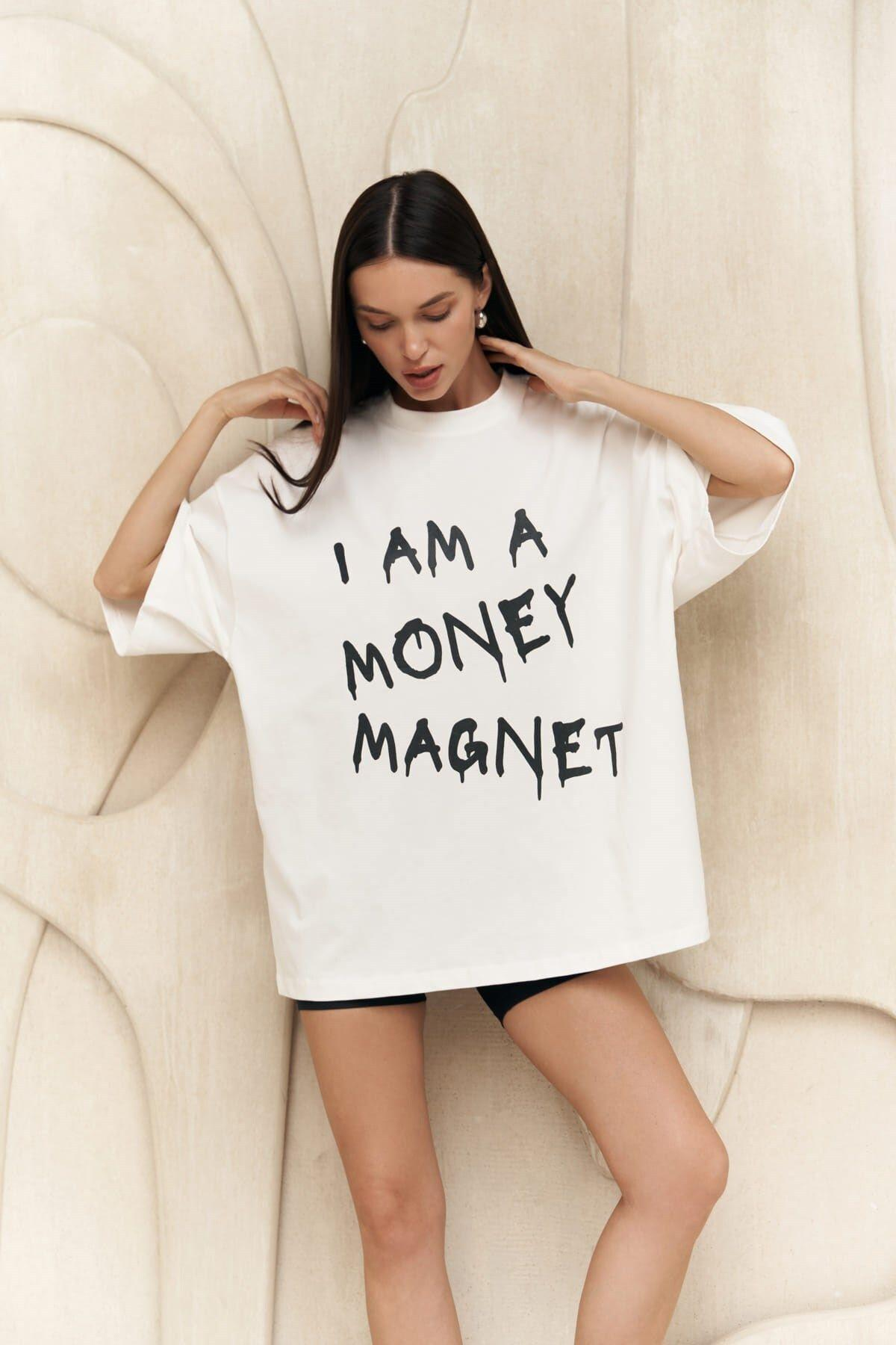Money Magnet White Oversize T-Shirt