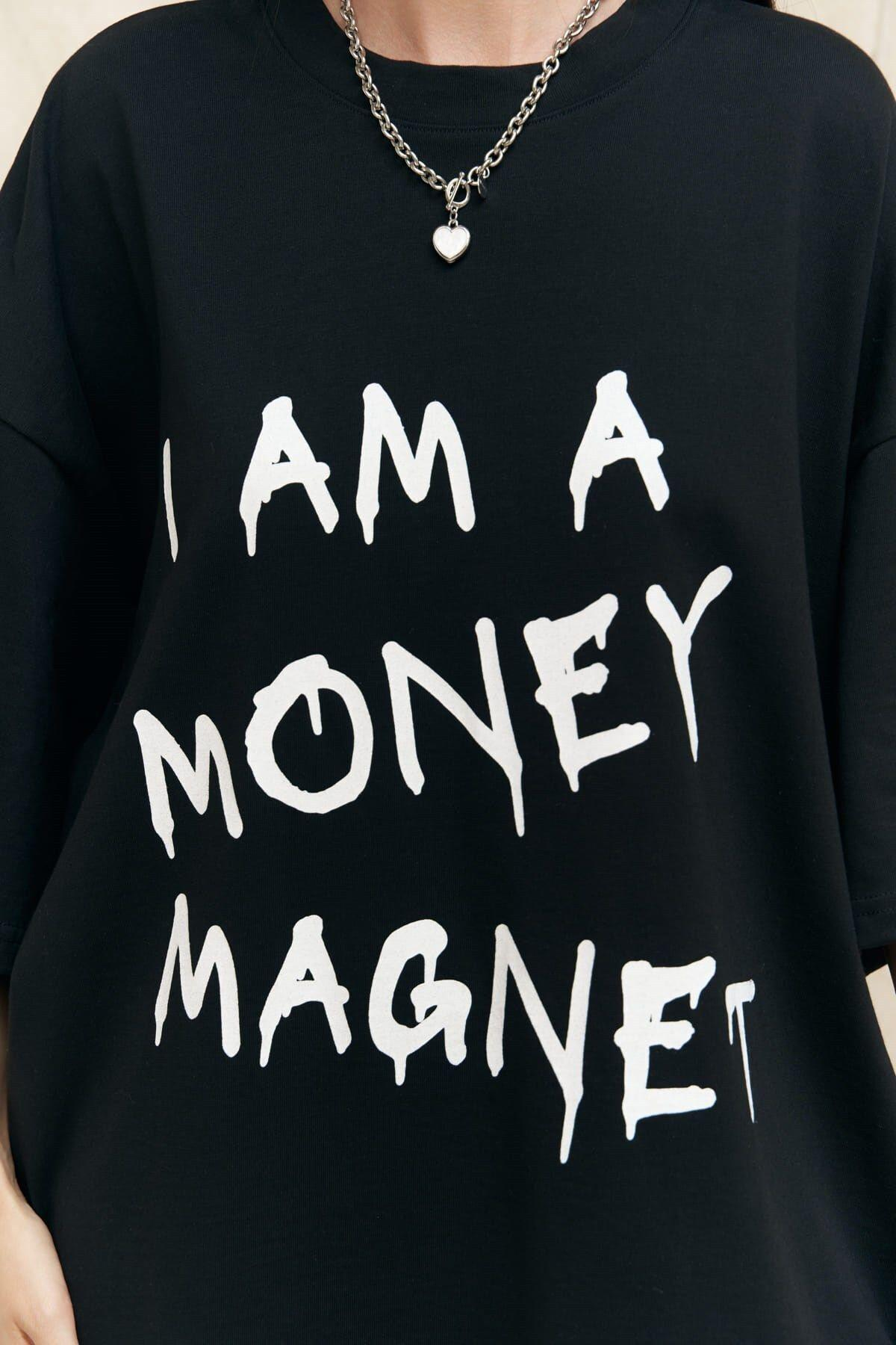 Money Magnet Black Oversize T-Shirt