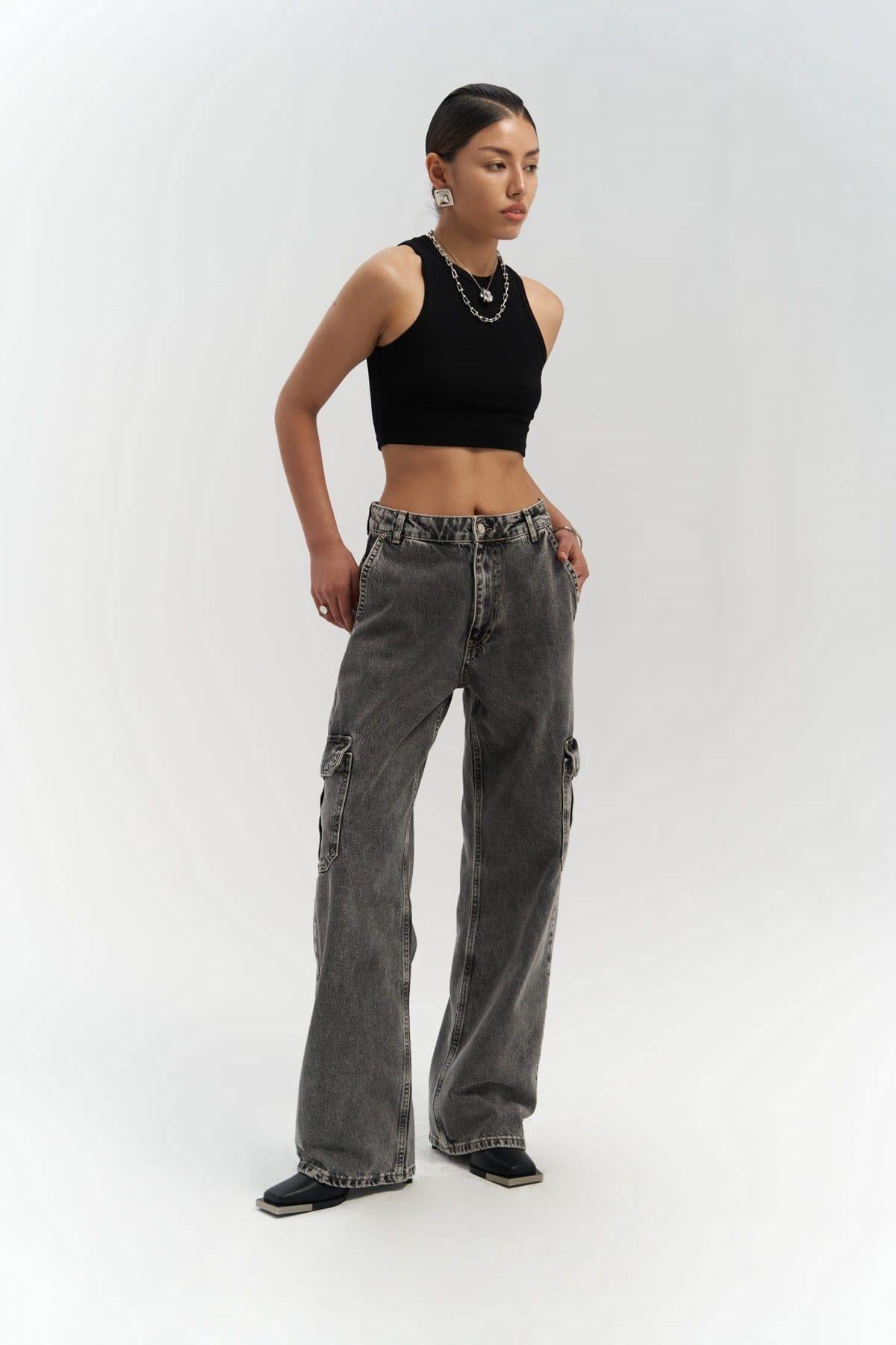 Montes Dark Gray Cargo Jeans