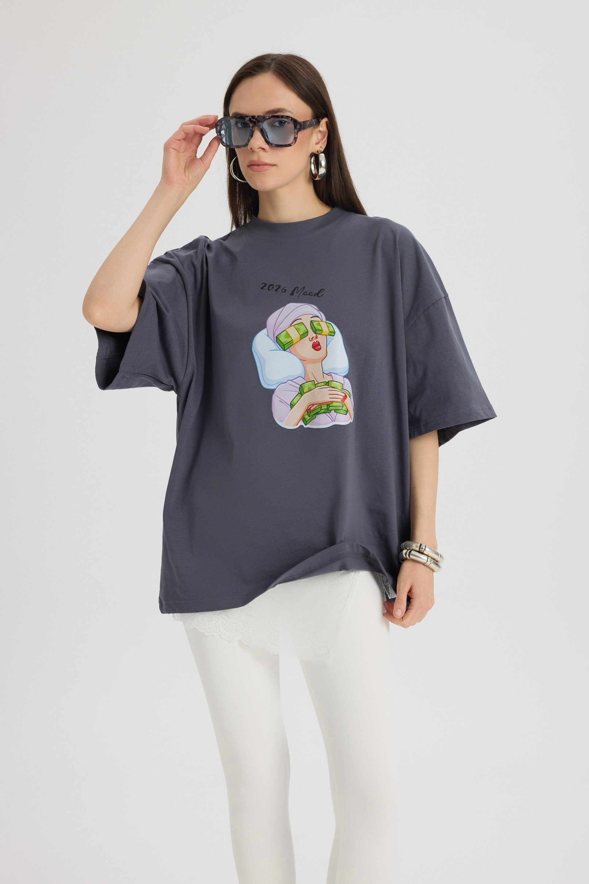 Mood Oversize Füme T-Shirt