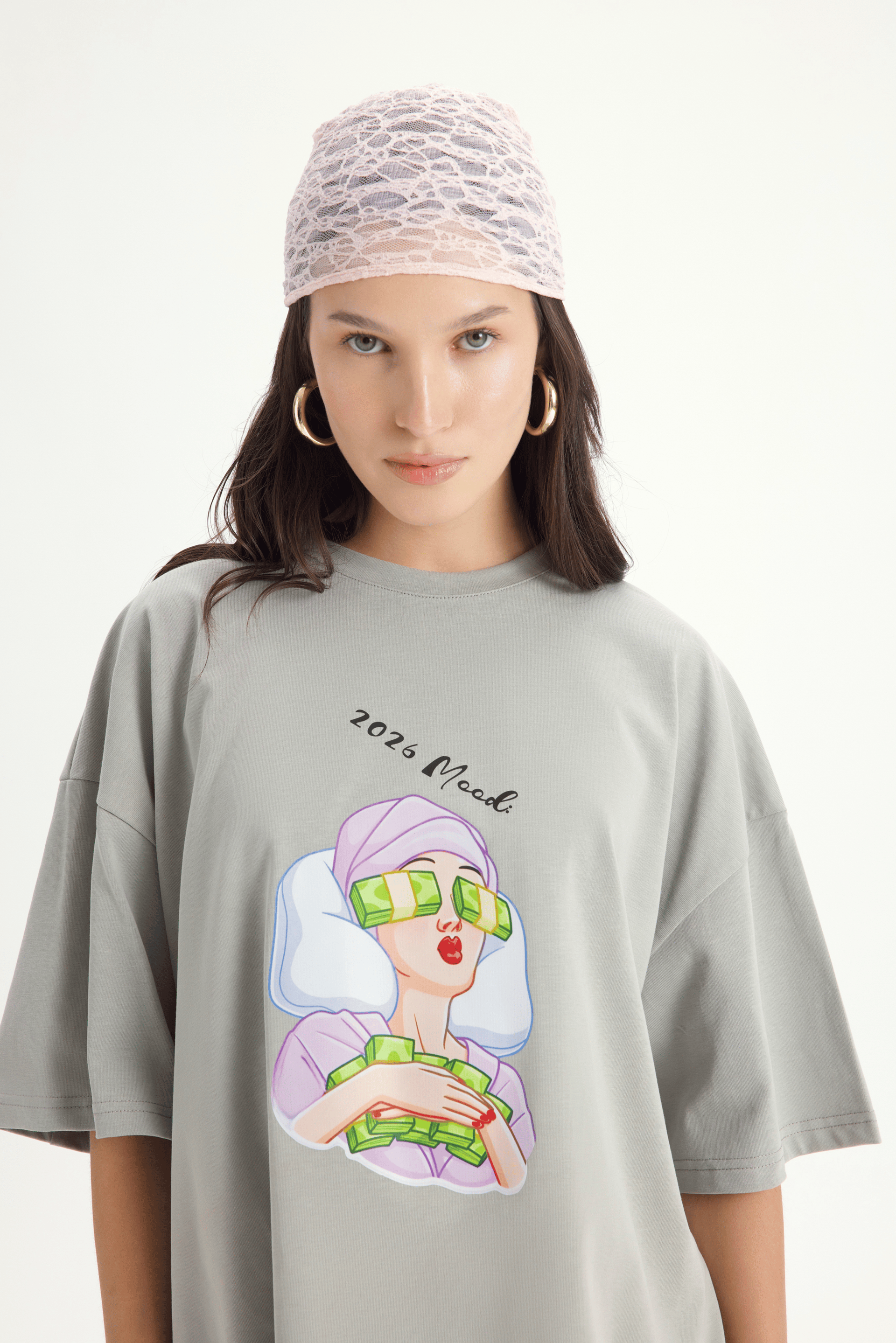 Mood Oversize Gri T-Shirt