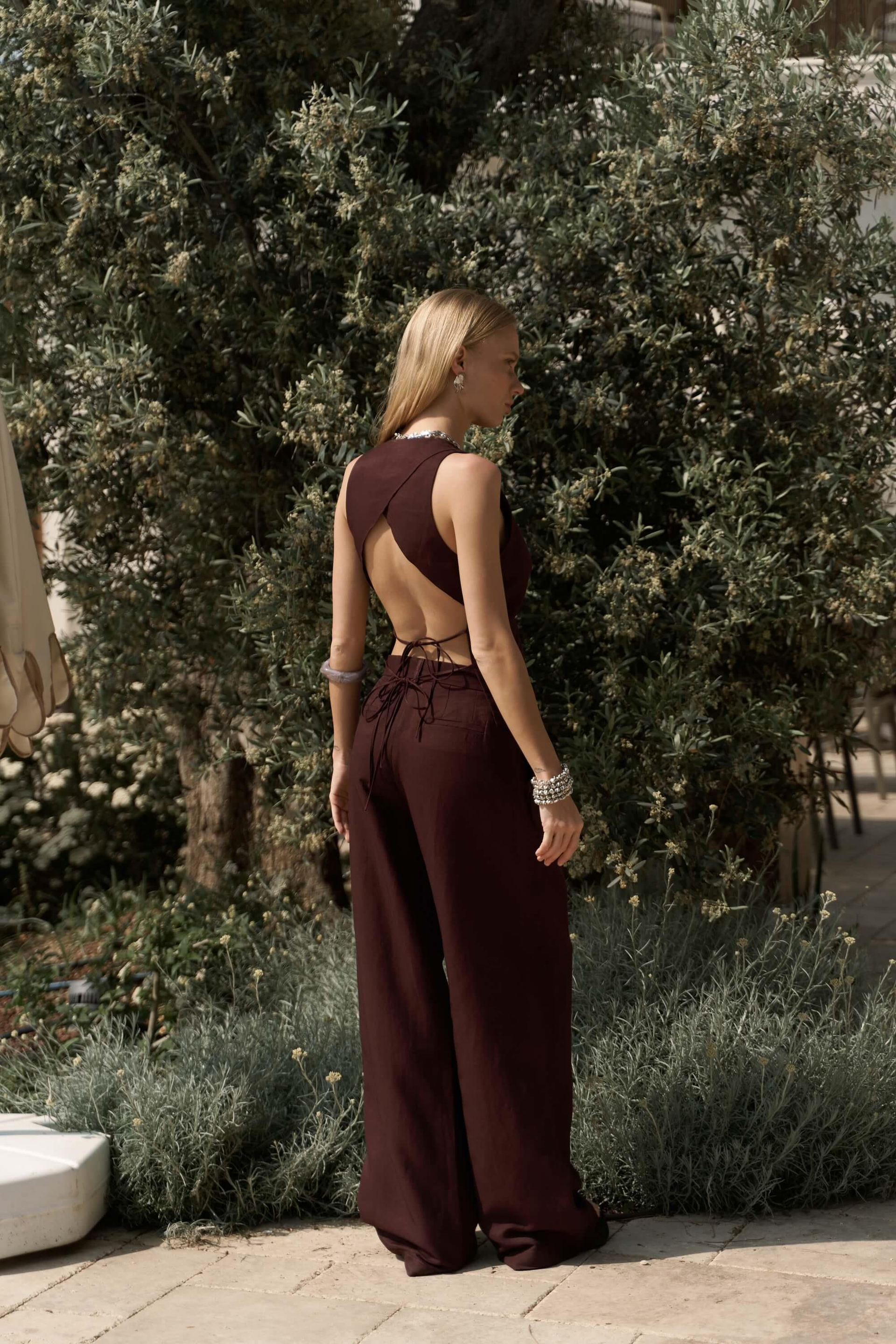 Nagmetah Sırt Pencereli Bordo Yelek Pantolon Takım