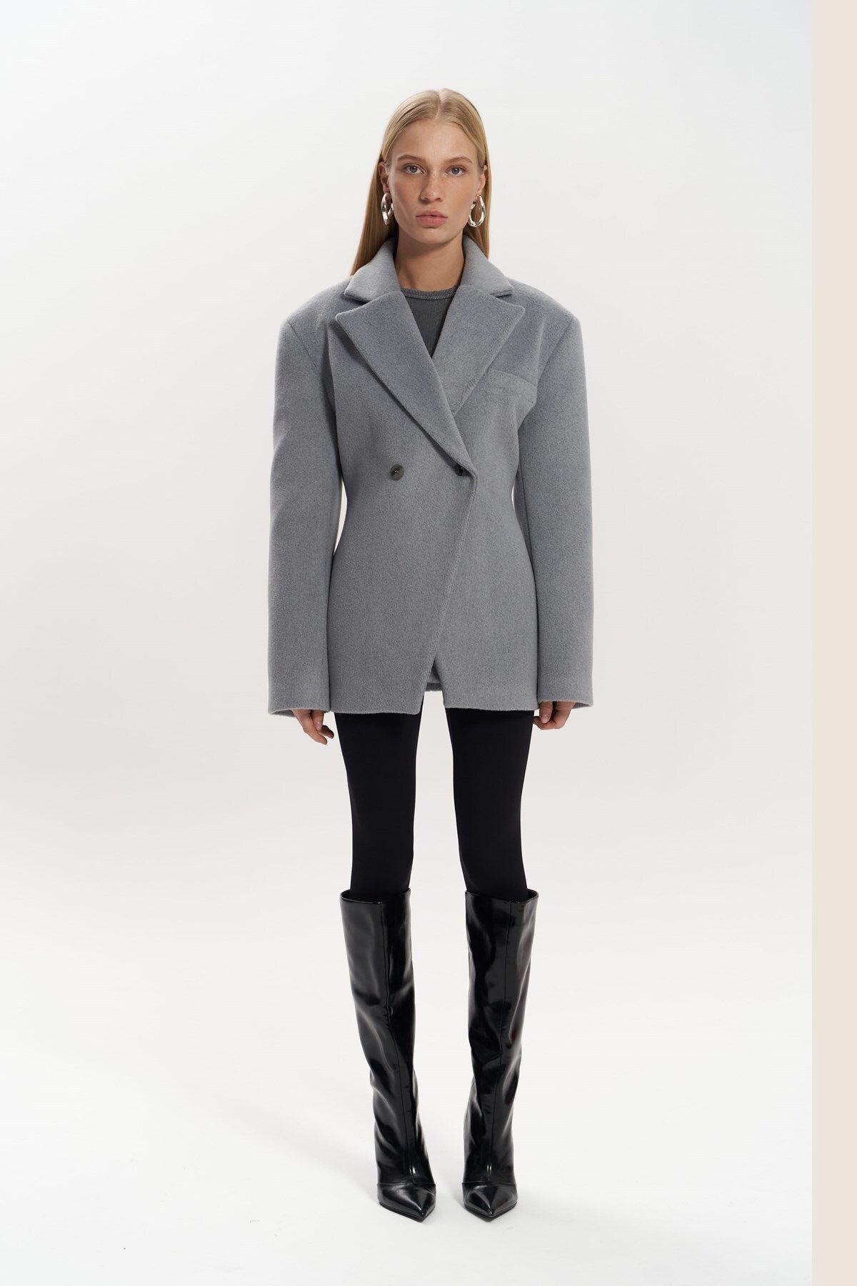 Naica Gri Belden Oturmalı Blazer