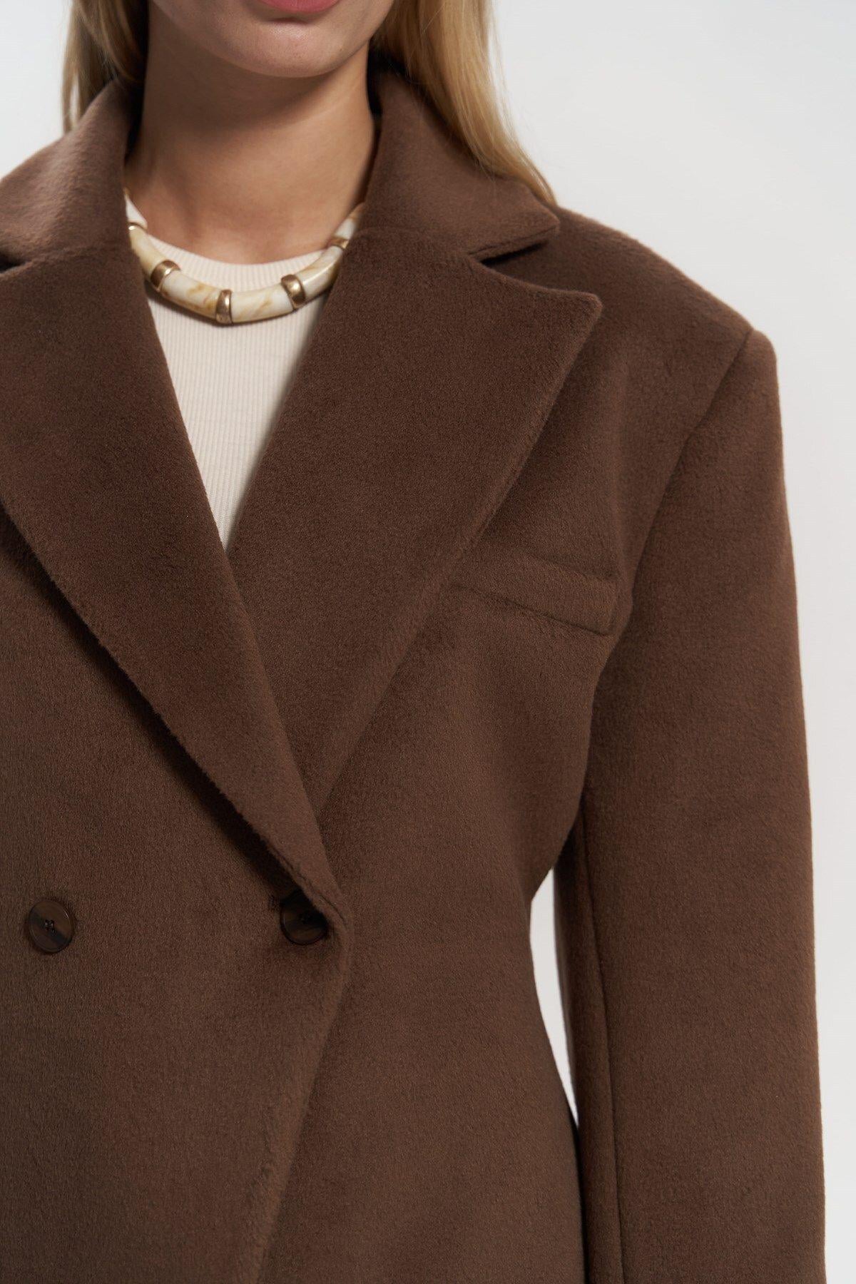 Naica Kahve Belden Oturmalı Blazer