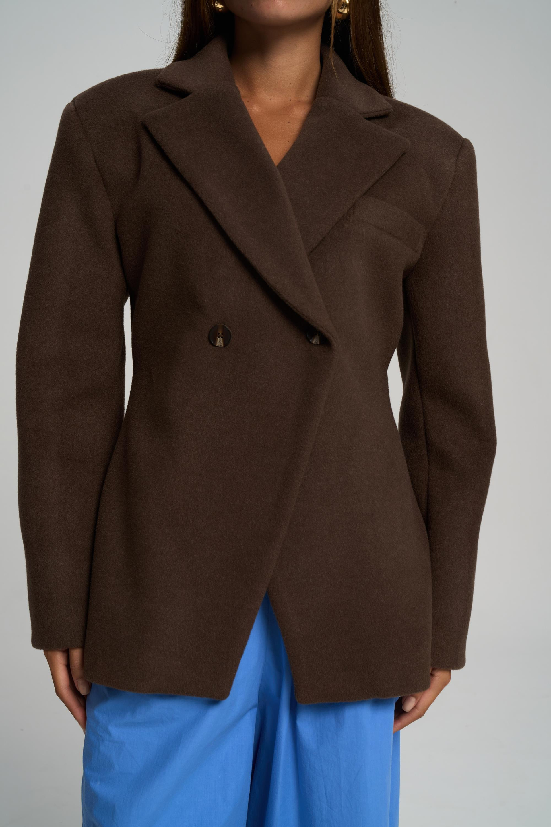 Naica Koyu Kahve Belden Oturmalı Blazer