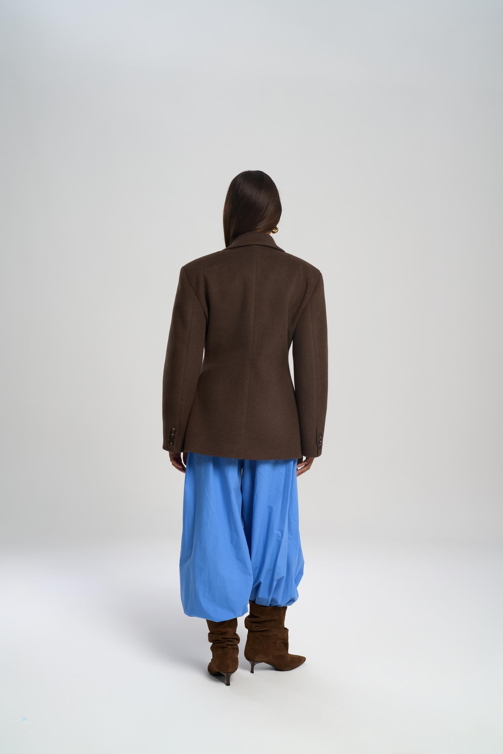 Naica Koyu Kahve Belden Oturmalı Blazer