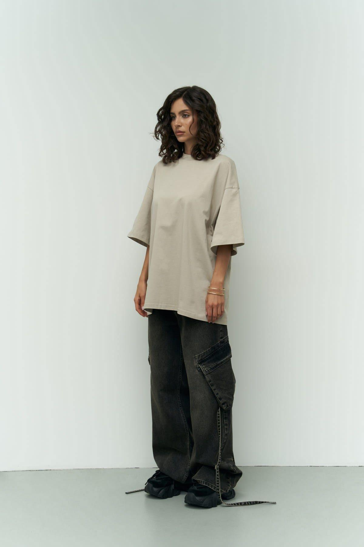 Need Money Beige Oversize T-Shirt