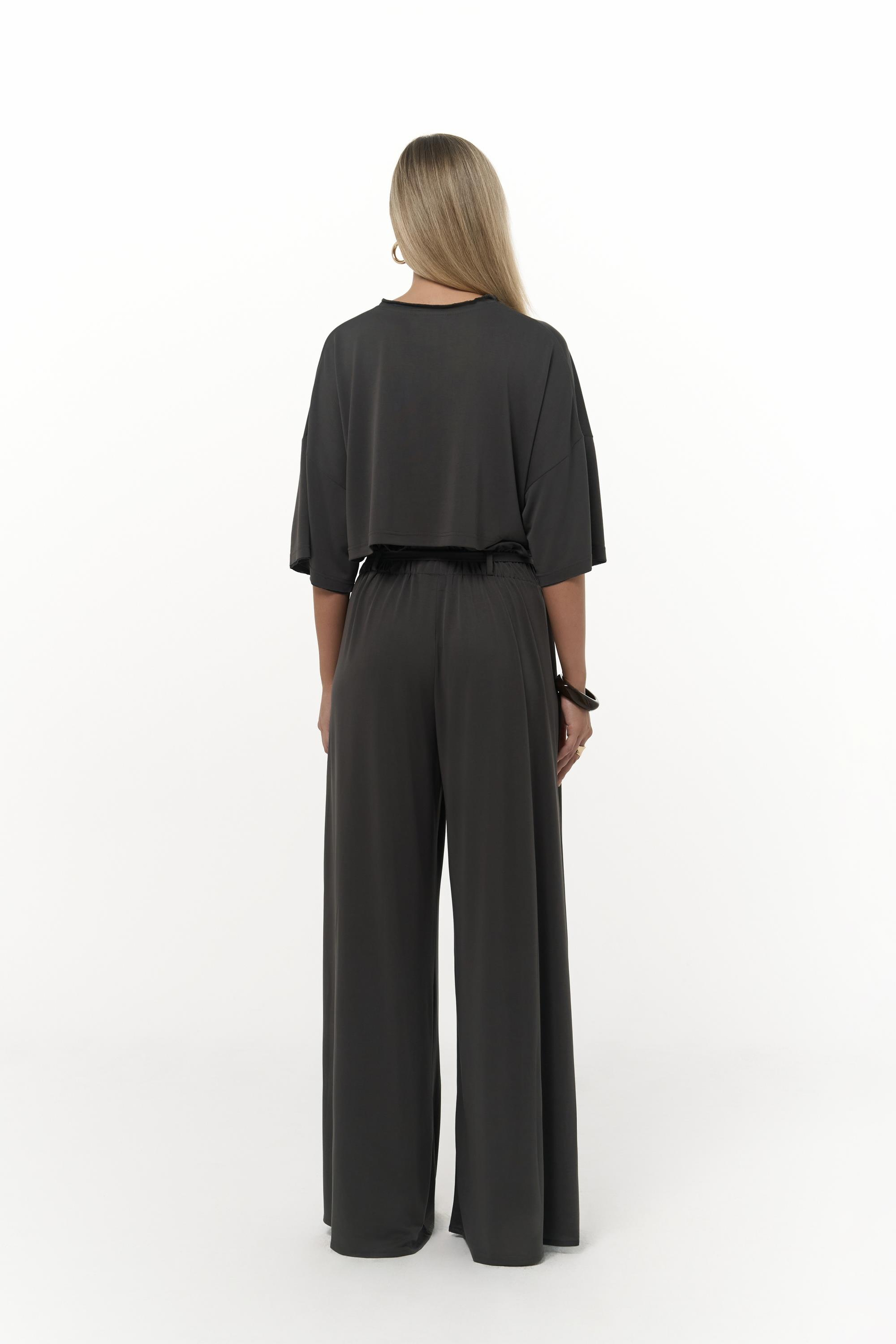 Nell Antrasit Crop T-Shirt Pantolon Takım