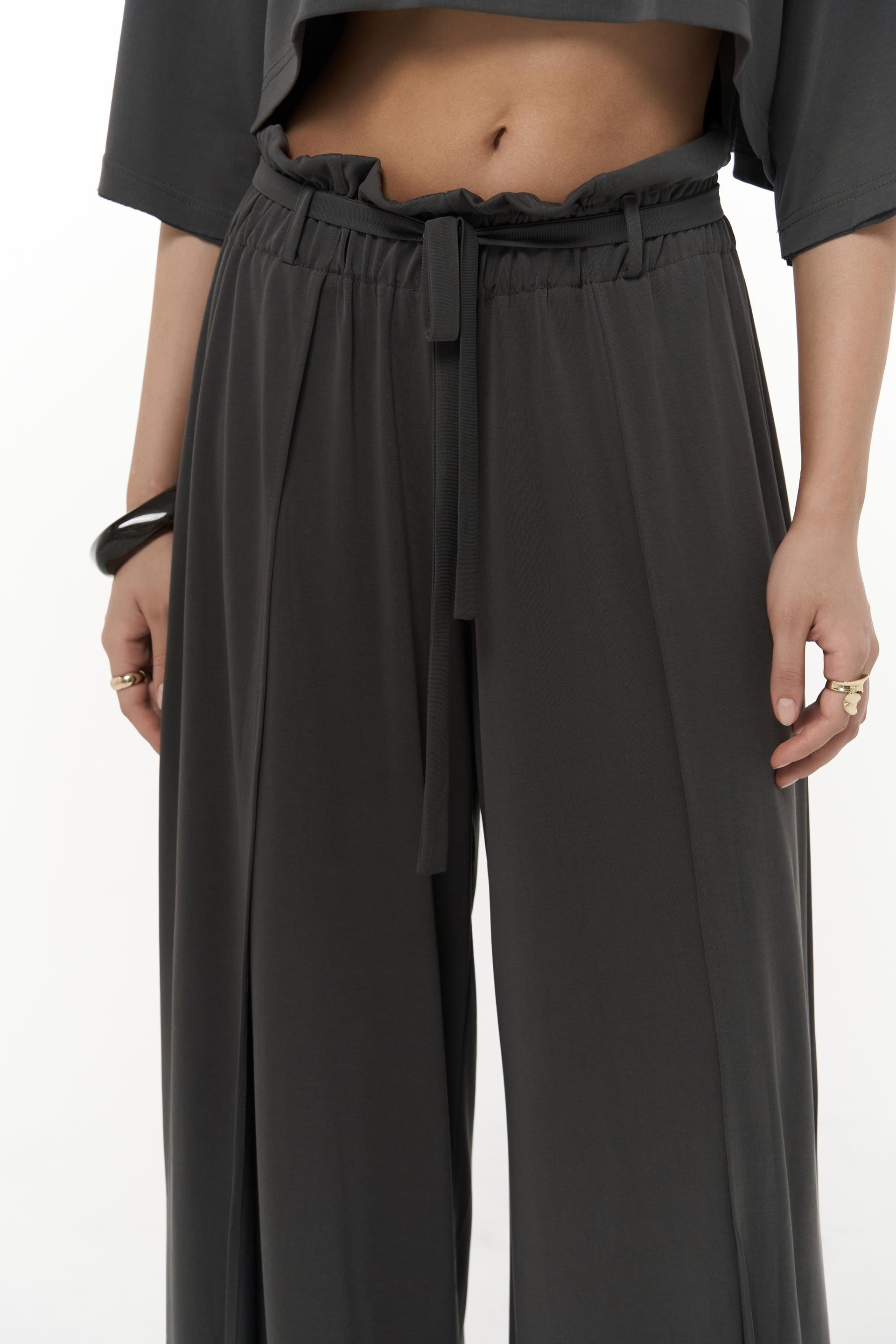Nell Antrasit Crop T-Shirt Pantolon Takım