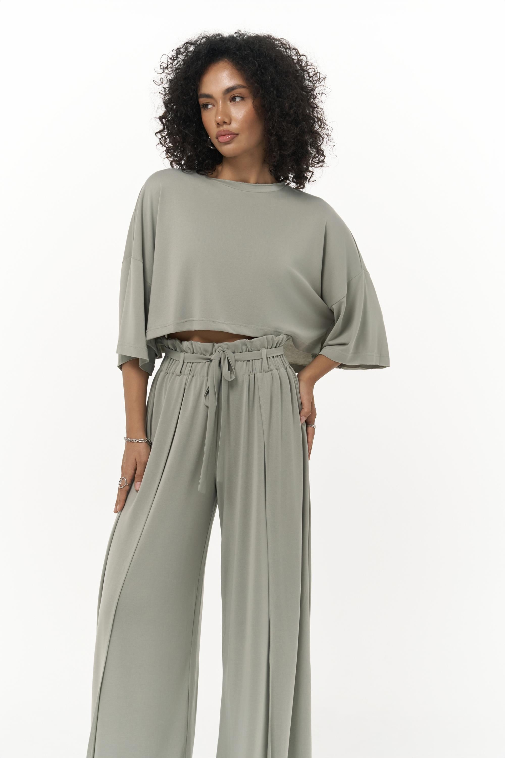 Nell Mint Crop T-Shirt Pantolon Takım