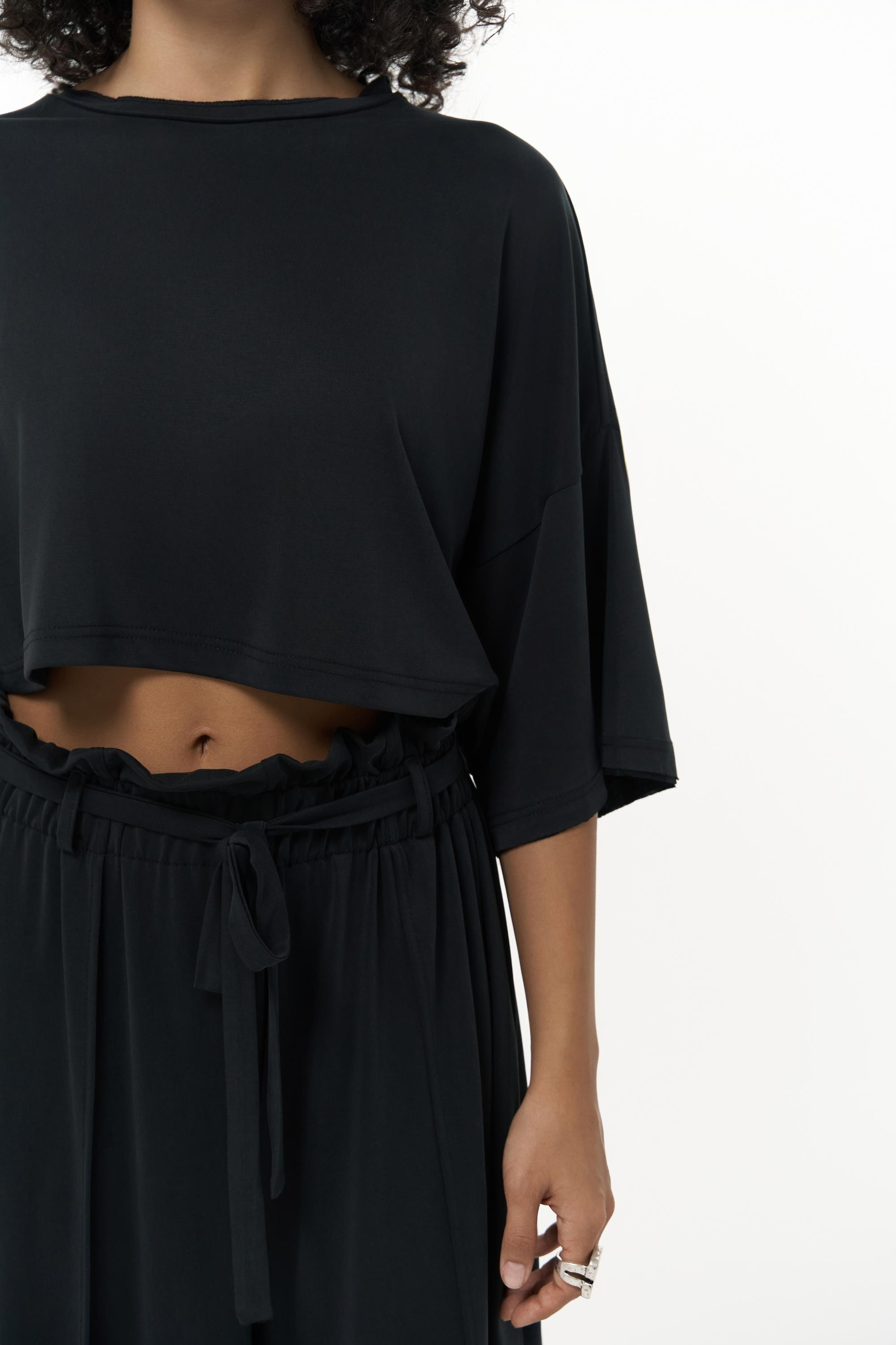 Nell Siyah Crop T-Shirt Pantolon Takım