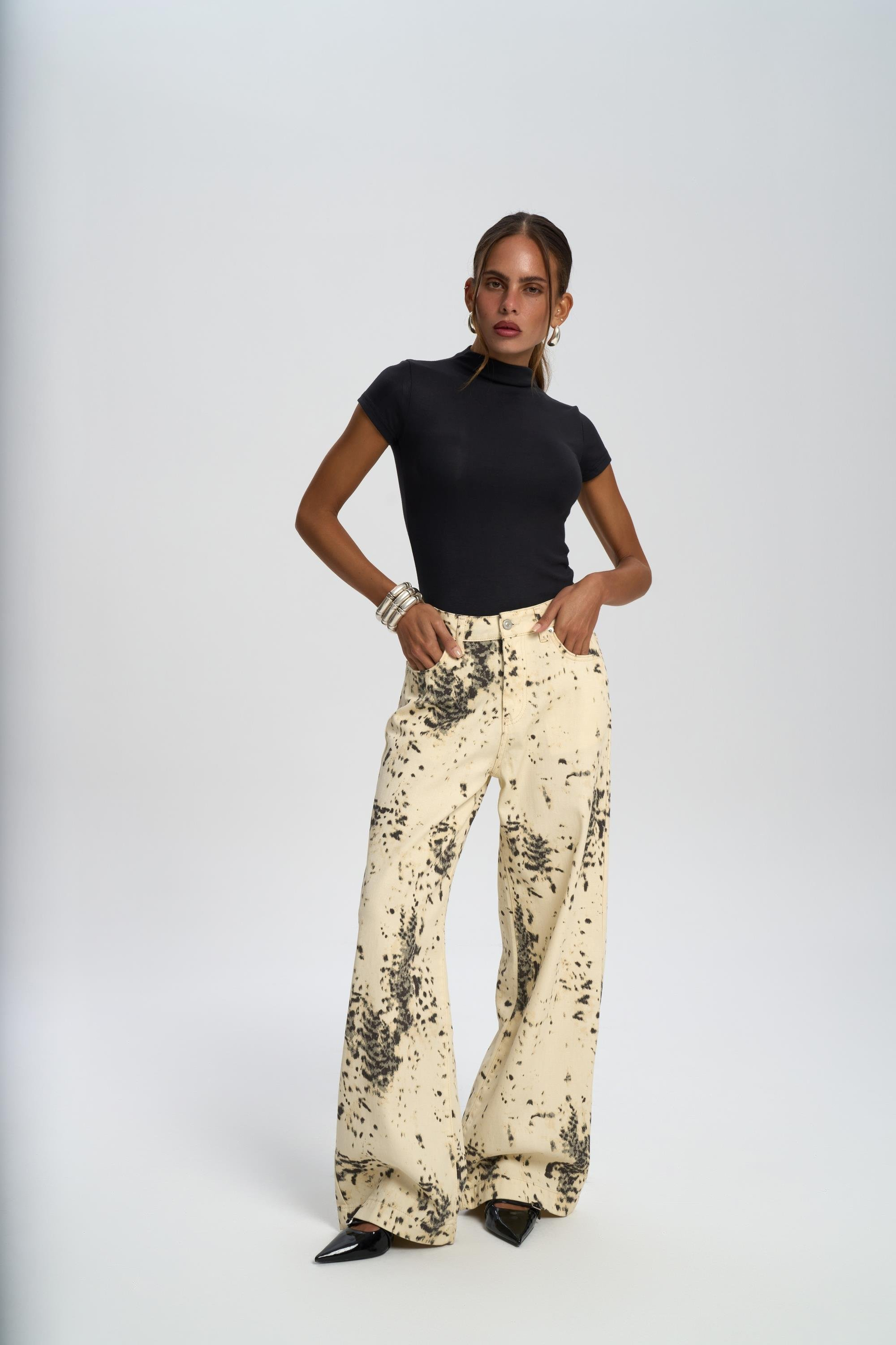 Nellore Patterned Beige Jean Pants