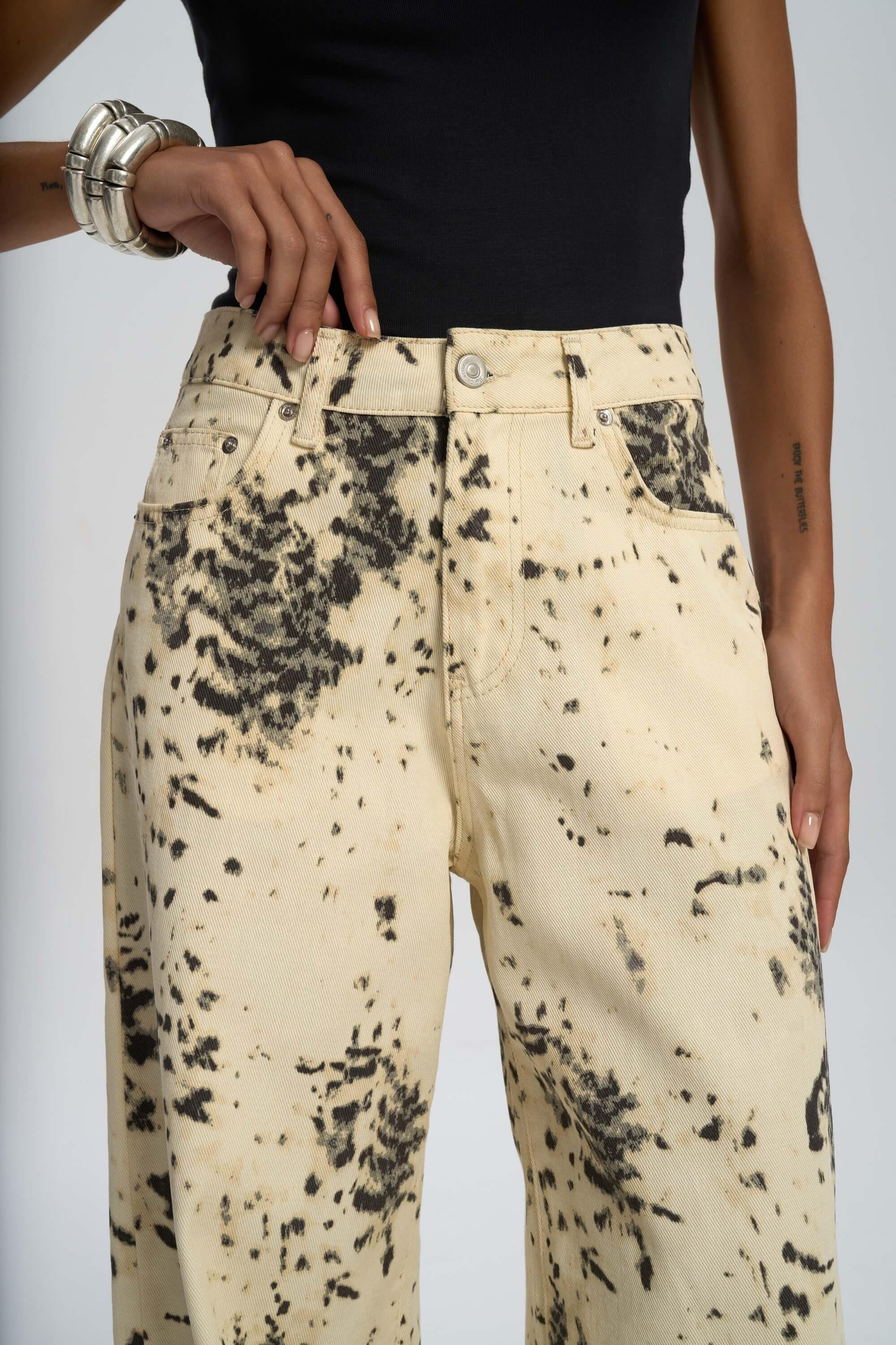 Nellore Patterned Beige Jean Pants