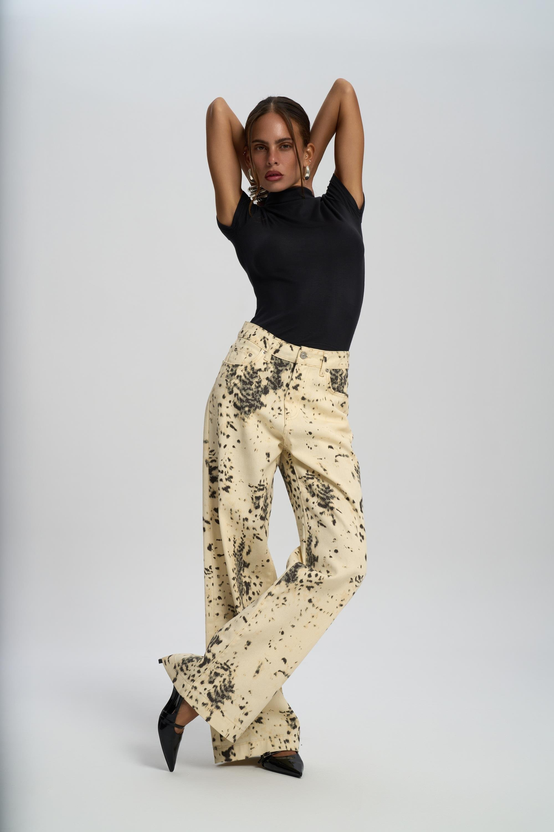 Nellore Patterned Beige Jean Pants