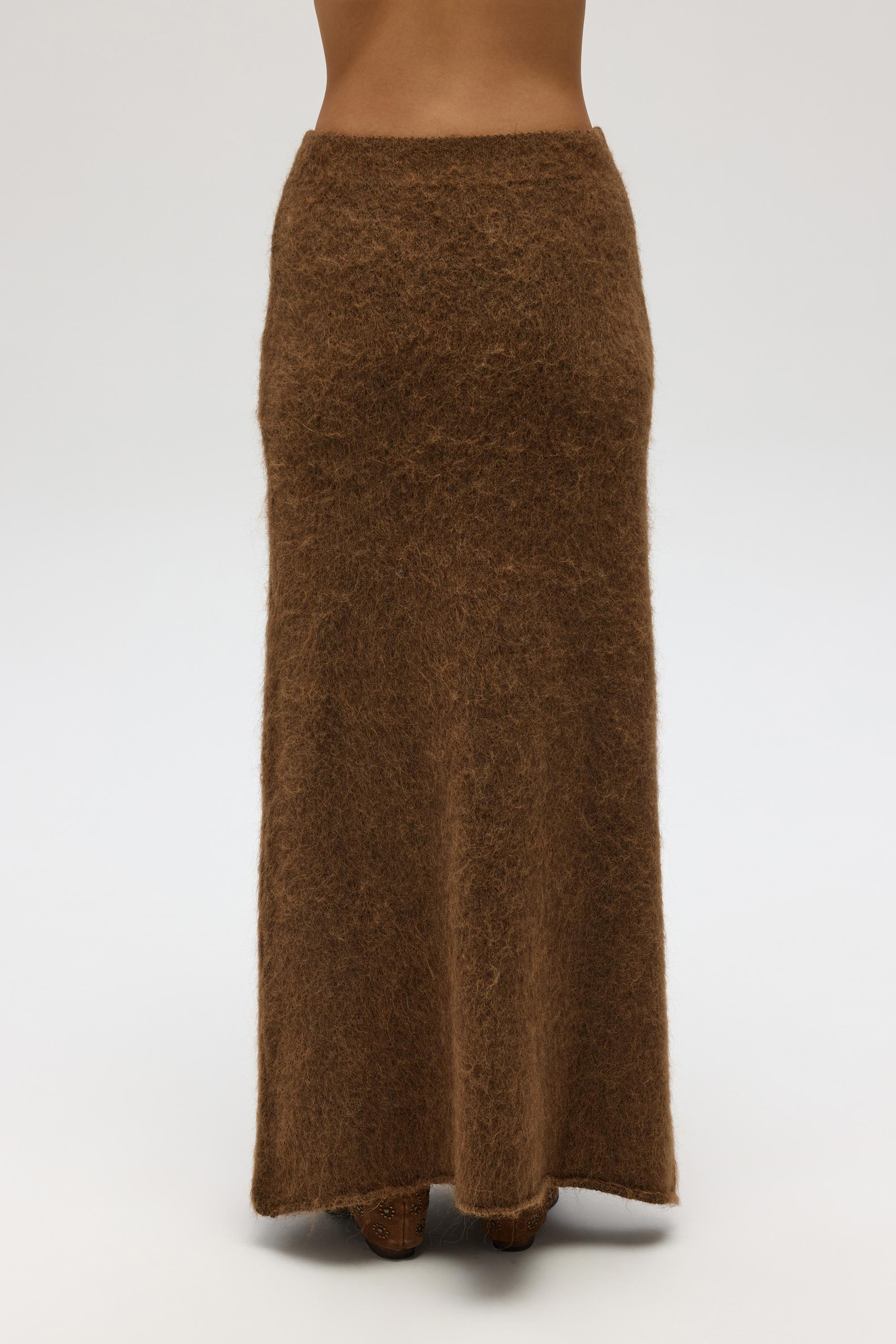 Nivra Açık Kahve Uzun Triko Etek