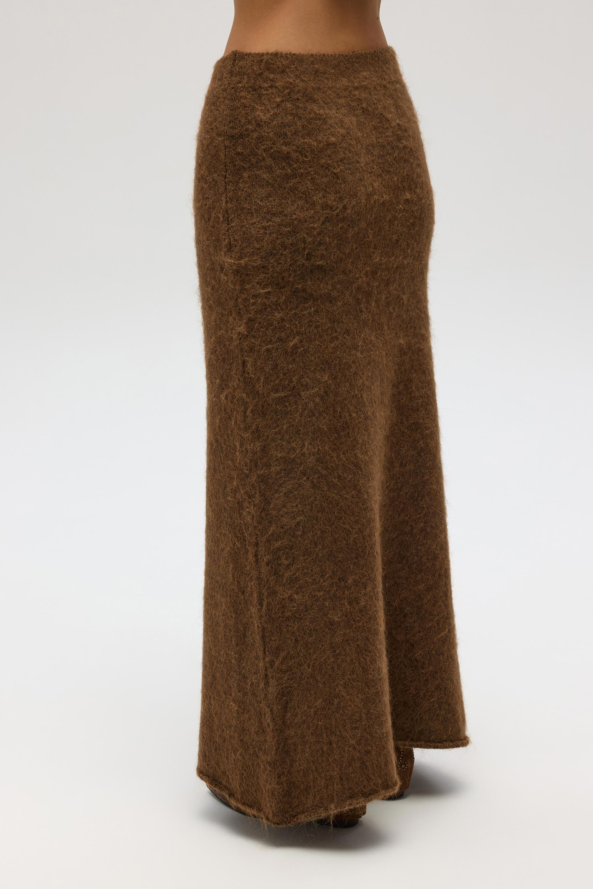 Nivra Açık Kahve Uzun Triko Etek