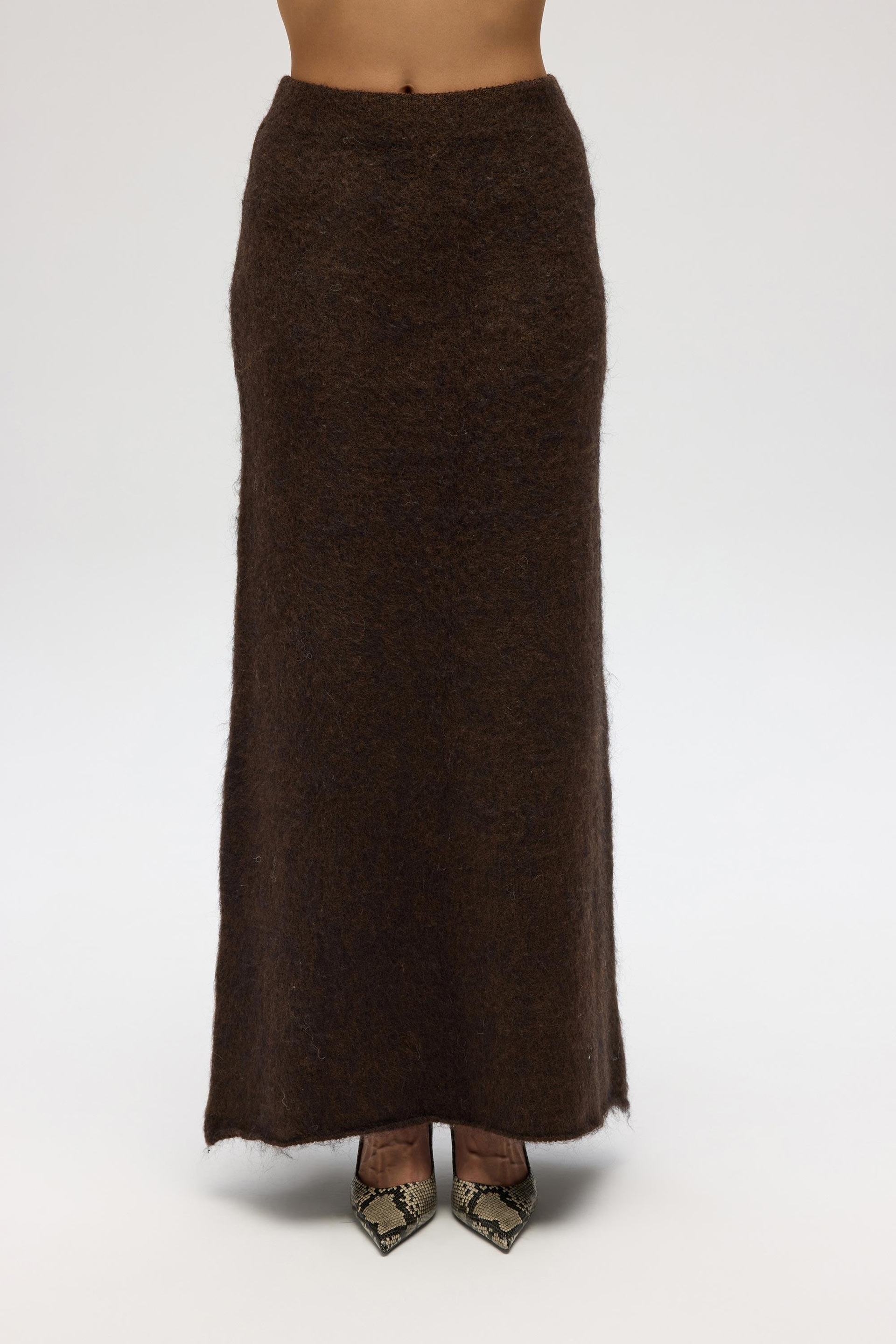 Nivra Kahve Uzun Triko Etek