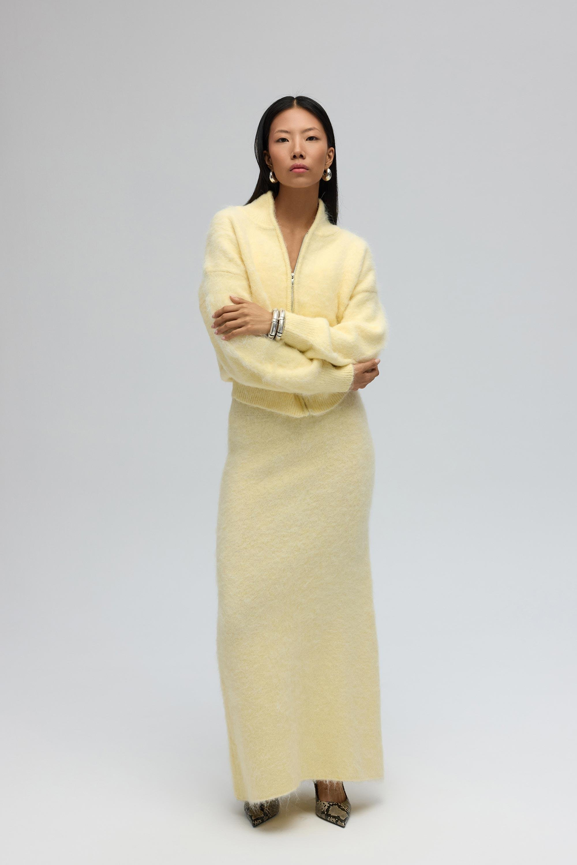 Nivra Sarı Uzun Triko Etek