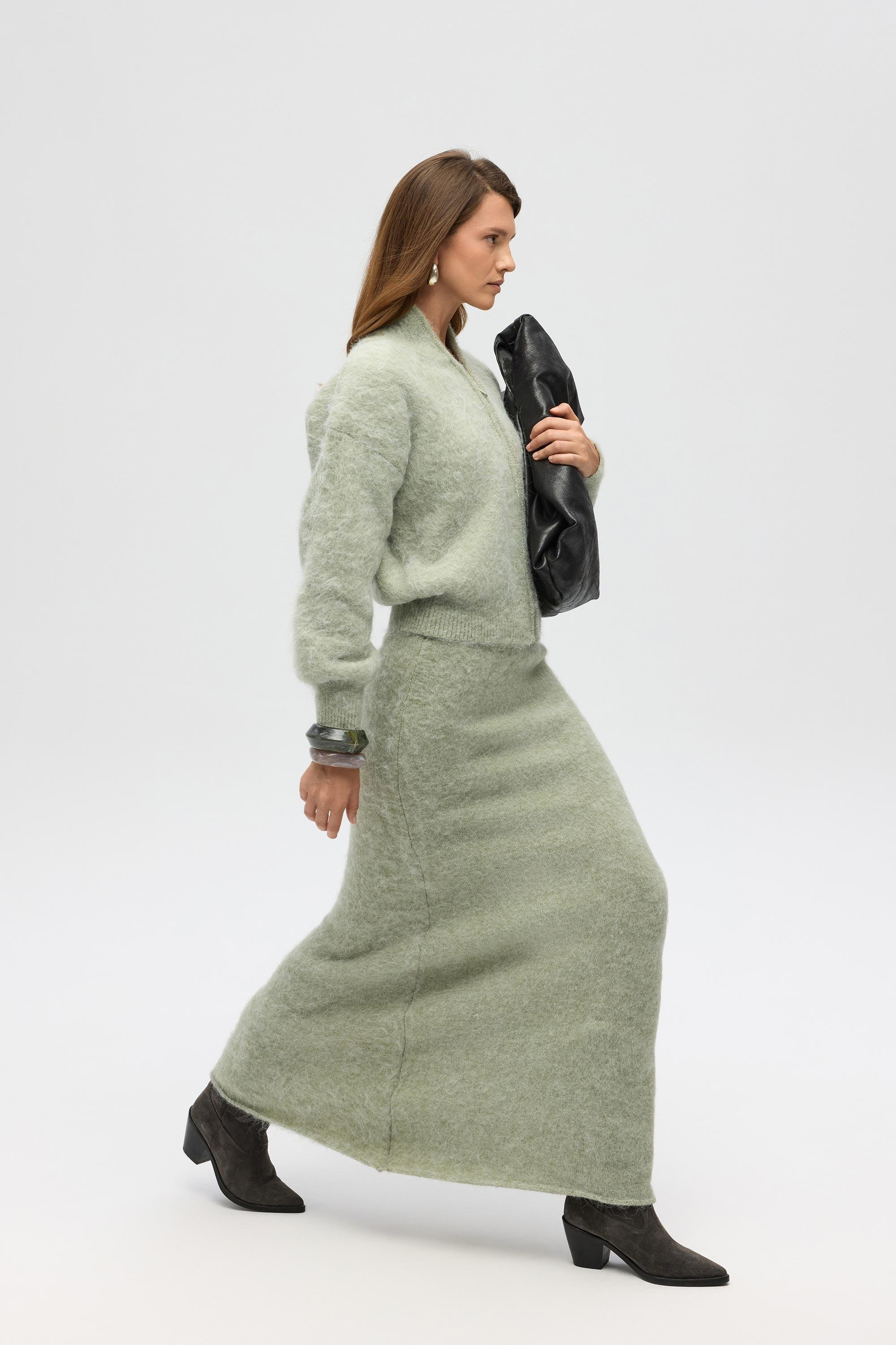 Nivra Yeşil Uzun Triko Etek