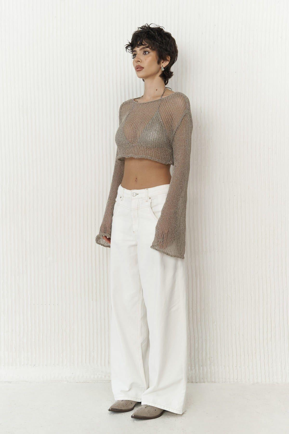 Nolan Ecru Wide-Leg Linen-Blend Trousers