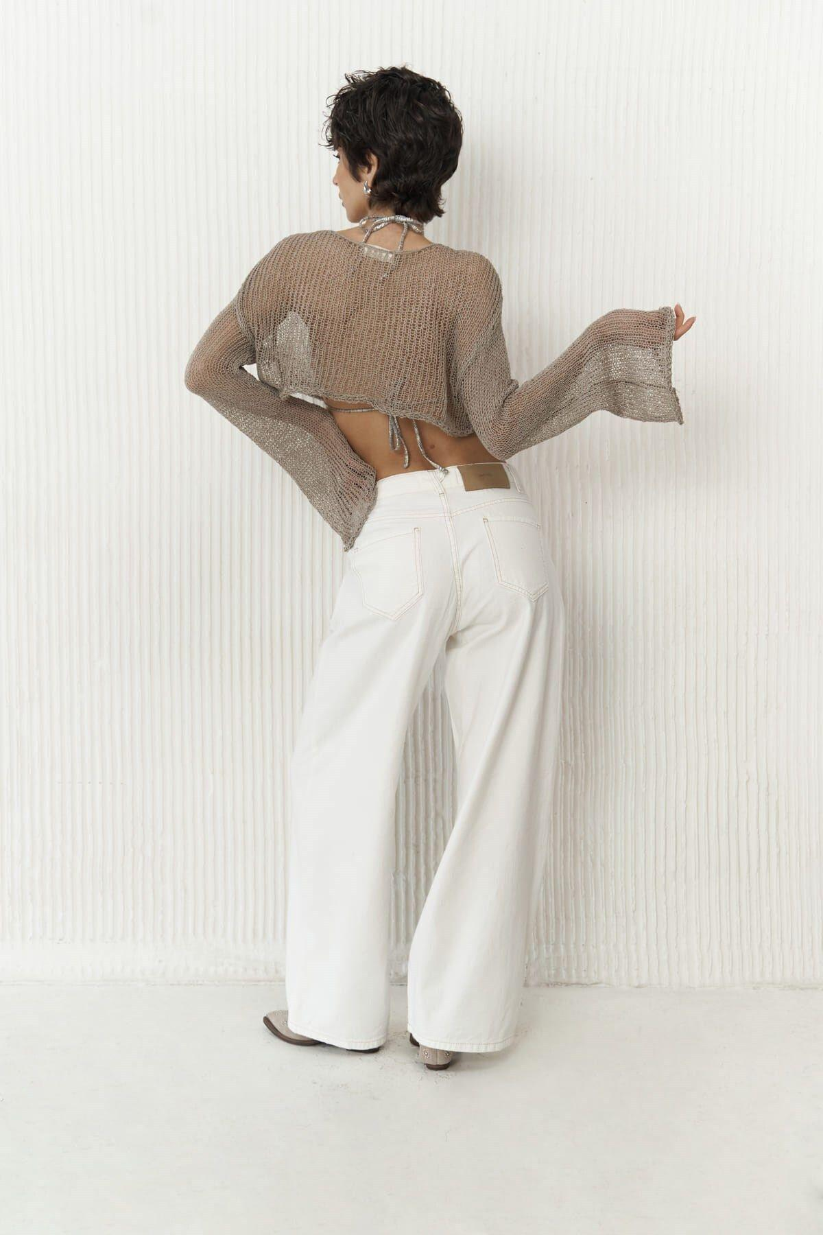 Nolan Ecru Wide-Leg Linen-Blend Trousers