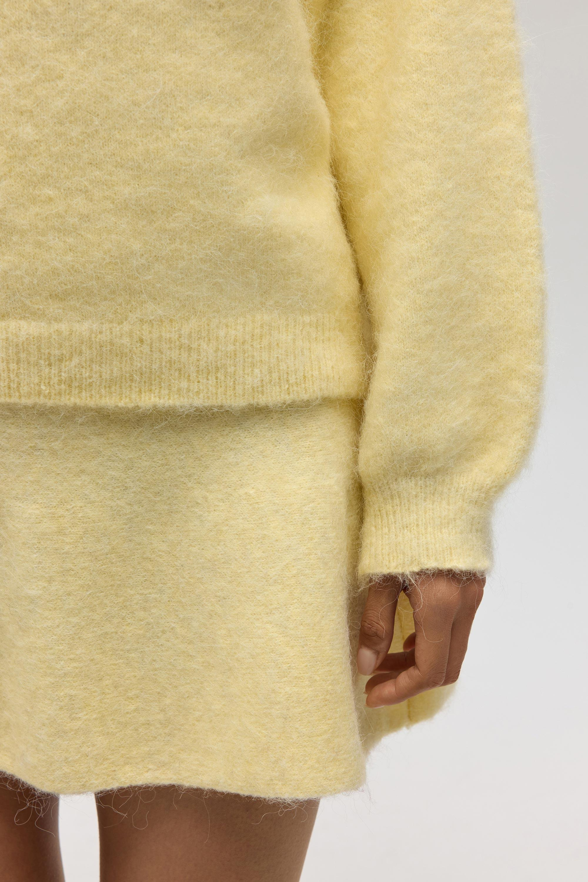 Nordis Volanlı Sarı Triko Mini Etek