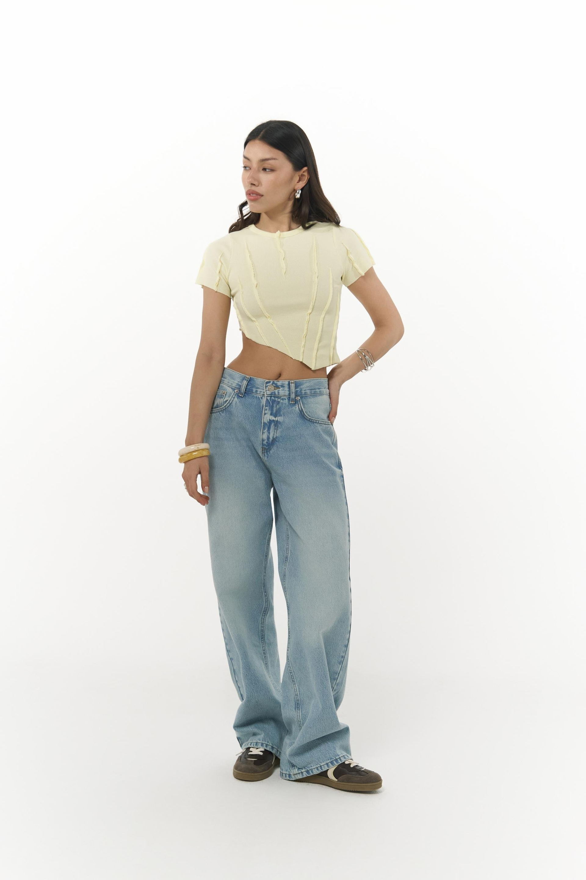 Norris Asimetrik Sarı Crop