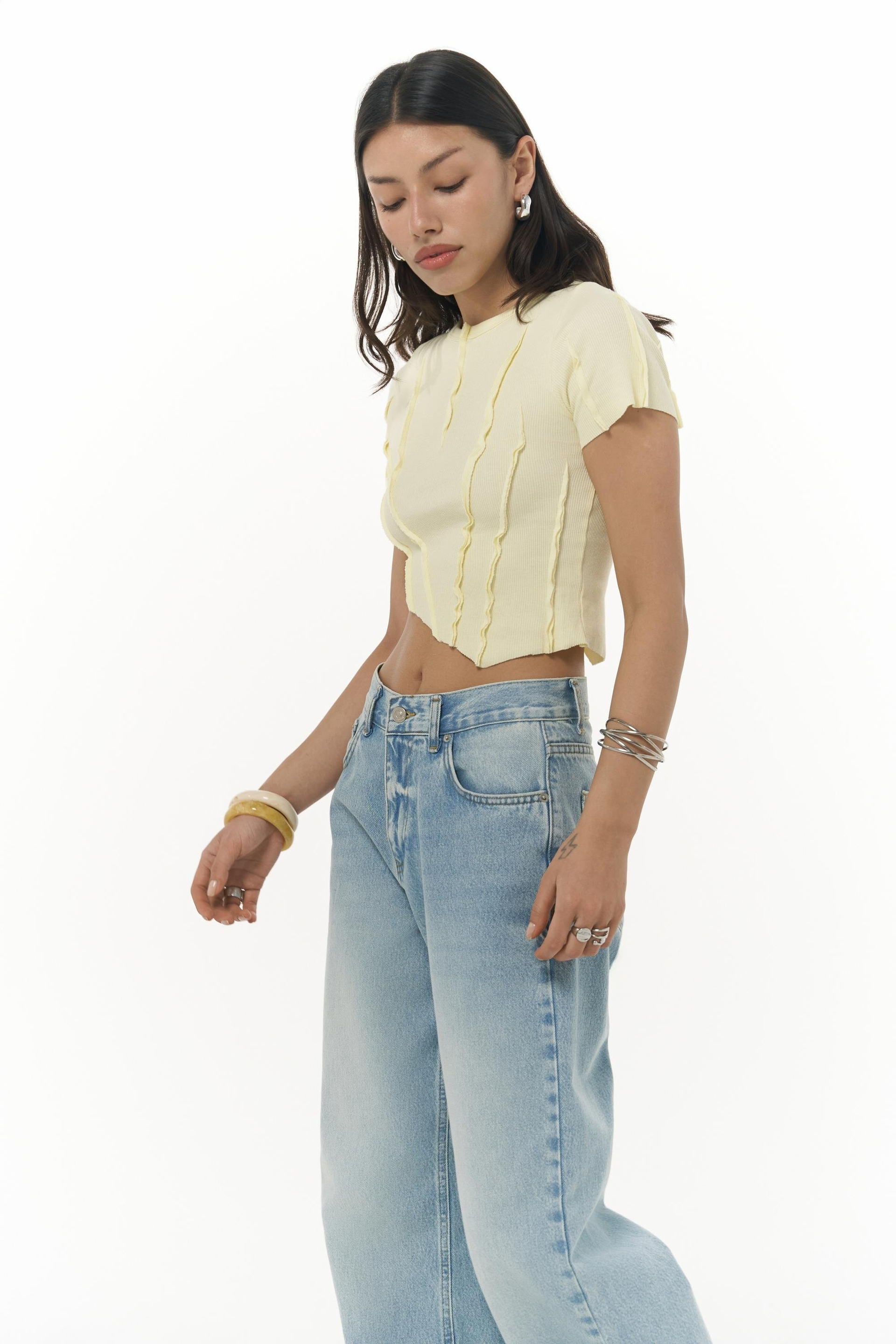 Norris Asimetrik Sarı Crop