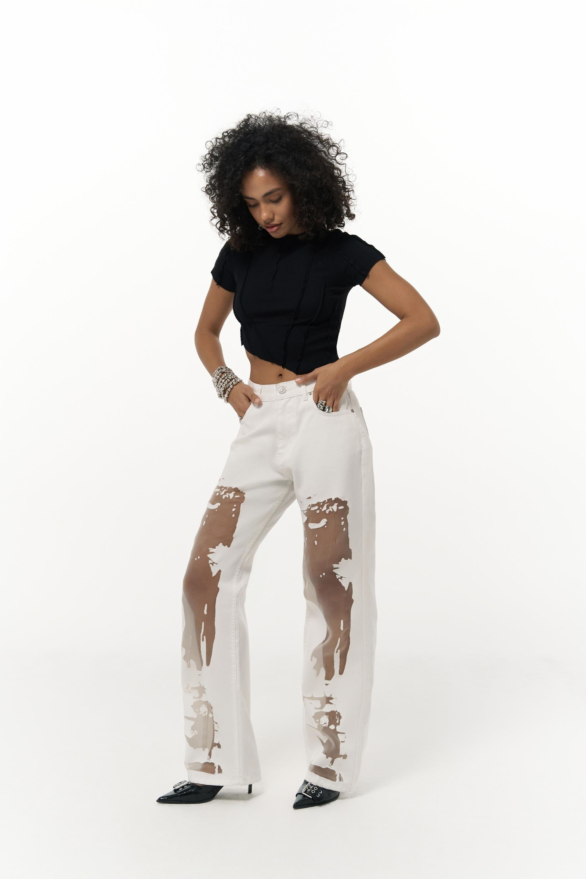 Norris Asimetrik Siyah Crop