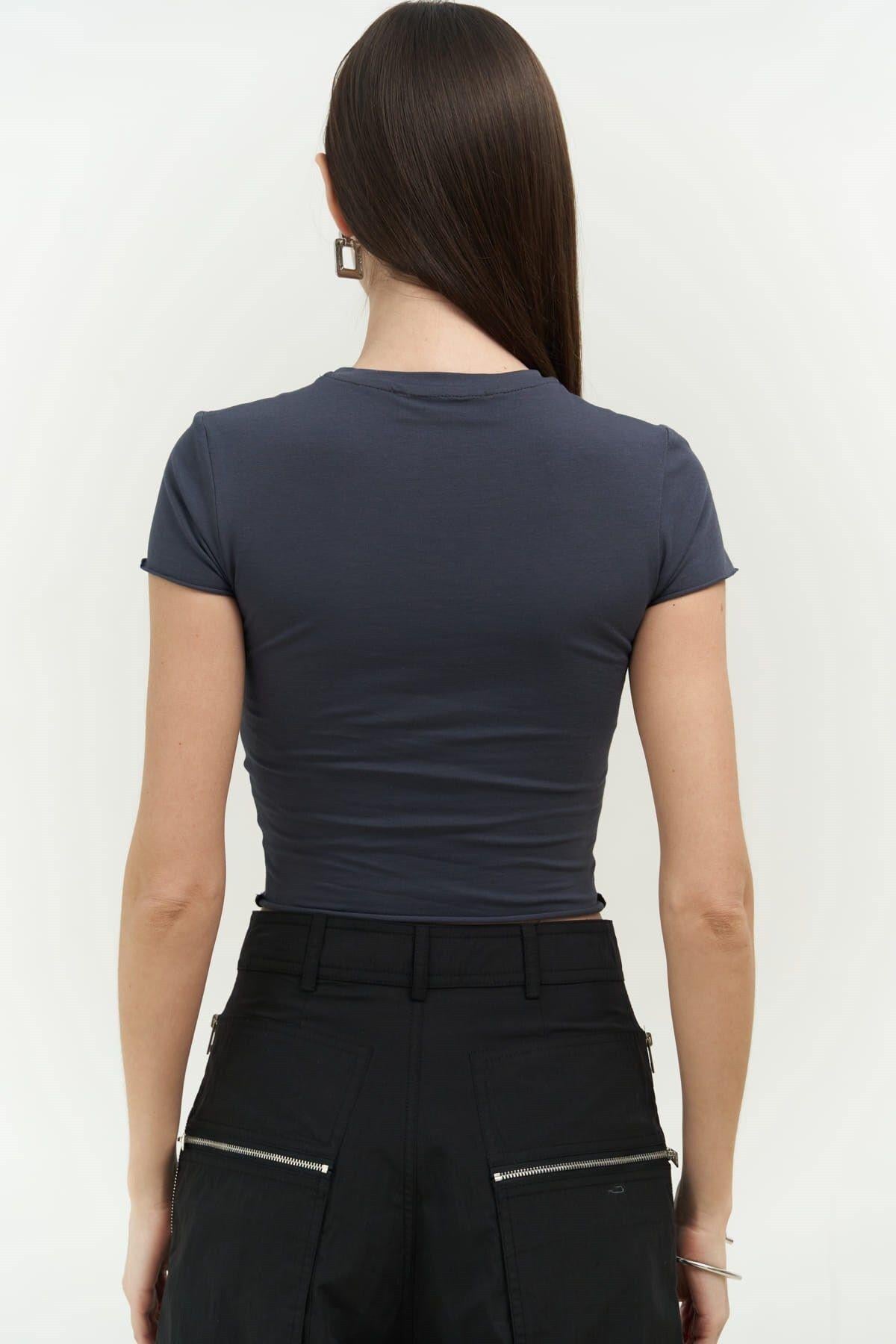 Now Or Never Charcoal Jersey Crop