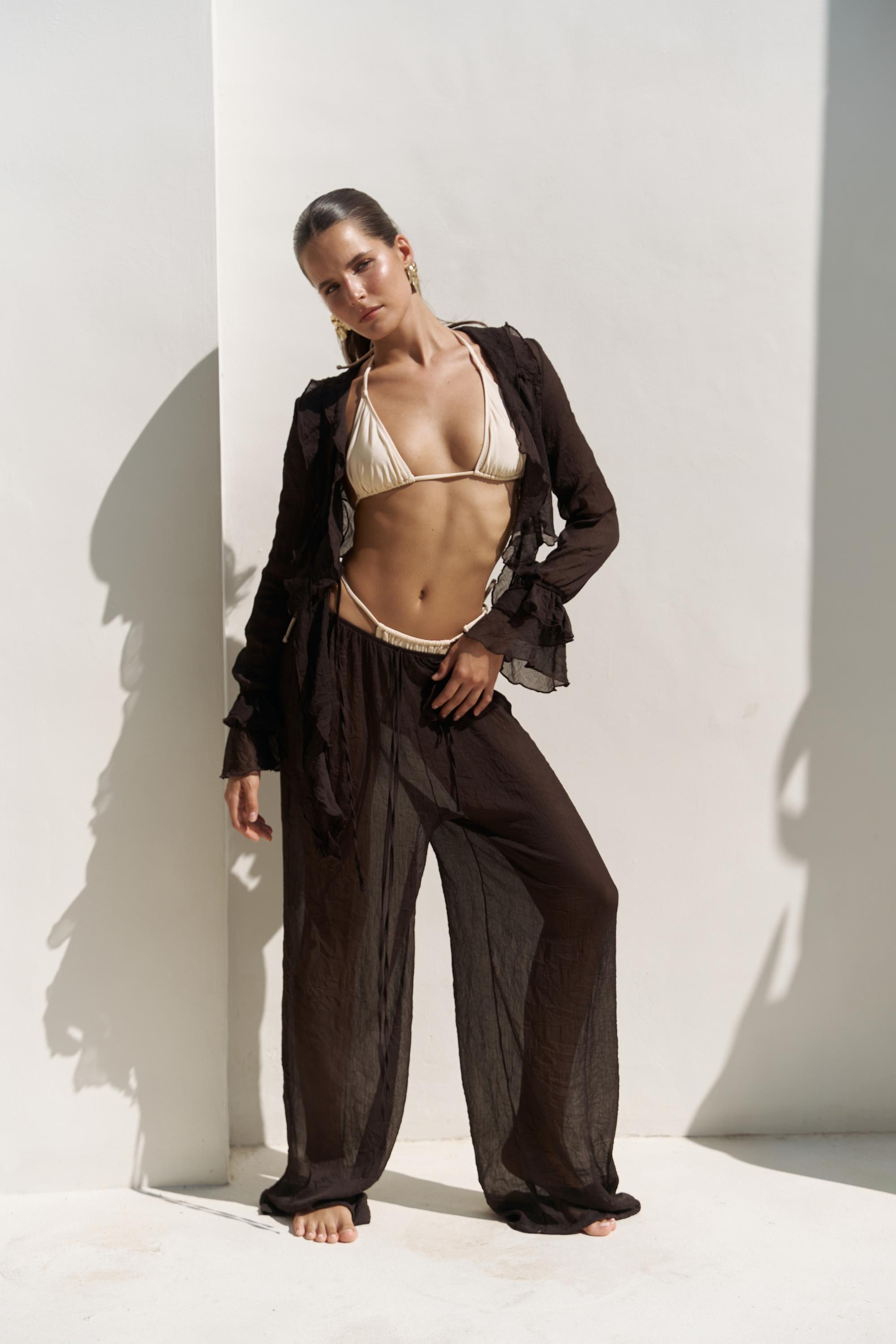 Olivia Kahve Gömlek Pantolon Takım