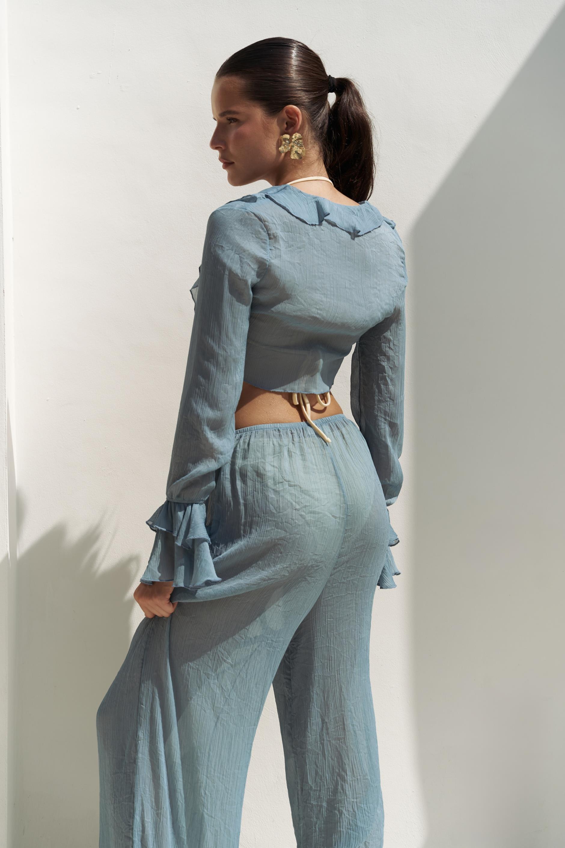 Olivia Mavi Gömlek Pantolon Takım