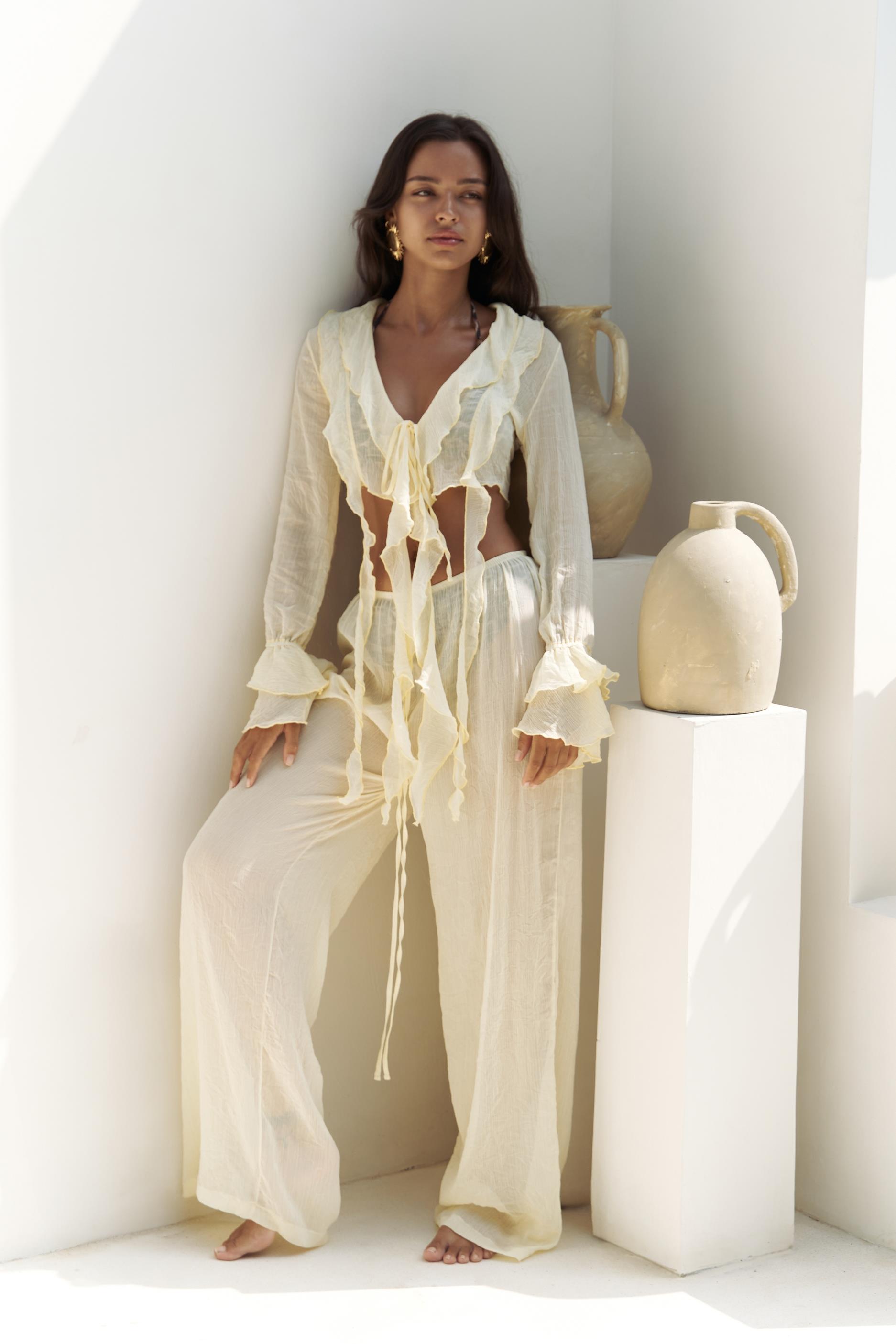 Olivia Sarı Gömlek Pantolon Takım