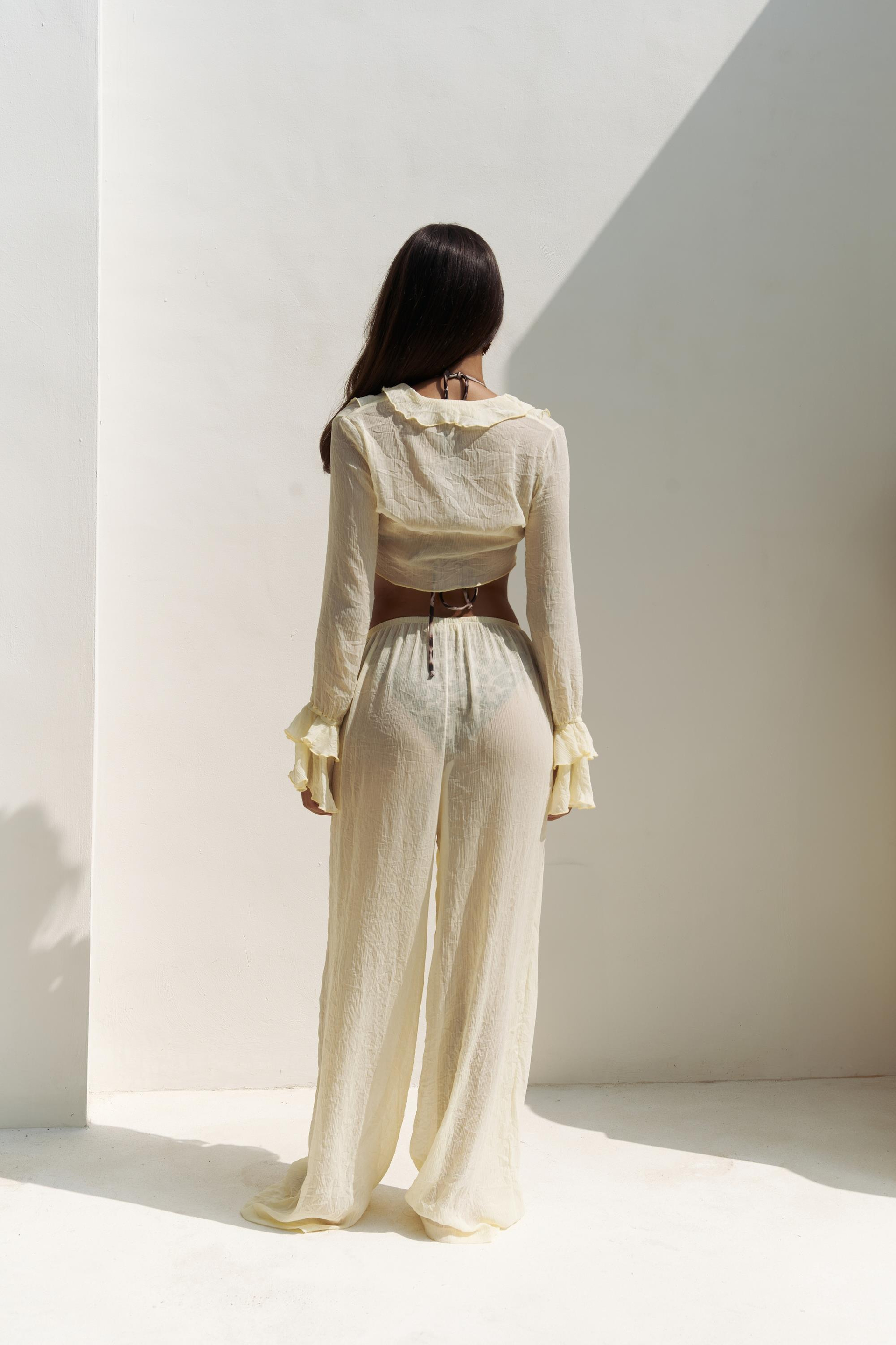 Olivia Sarı Gömlek Pantolon Takım