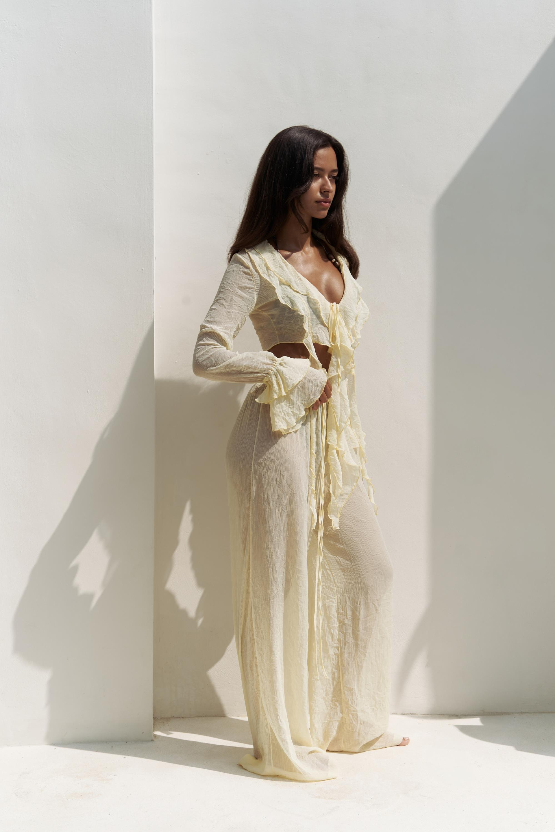 Olivia Sarı Gömlek Pantolon Takım