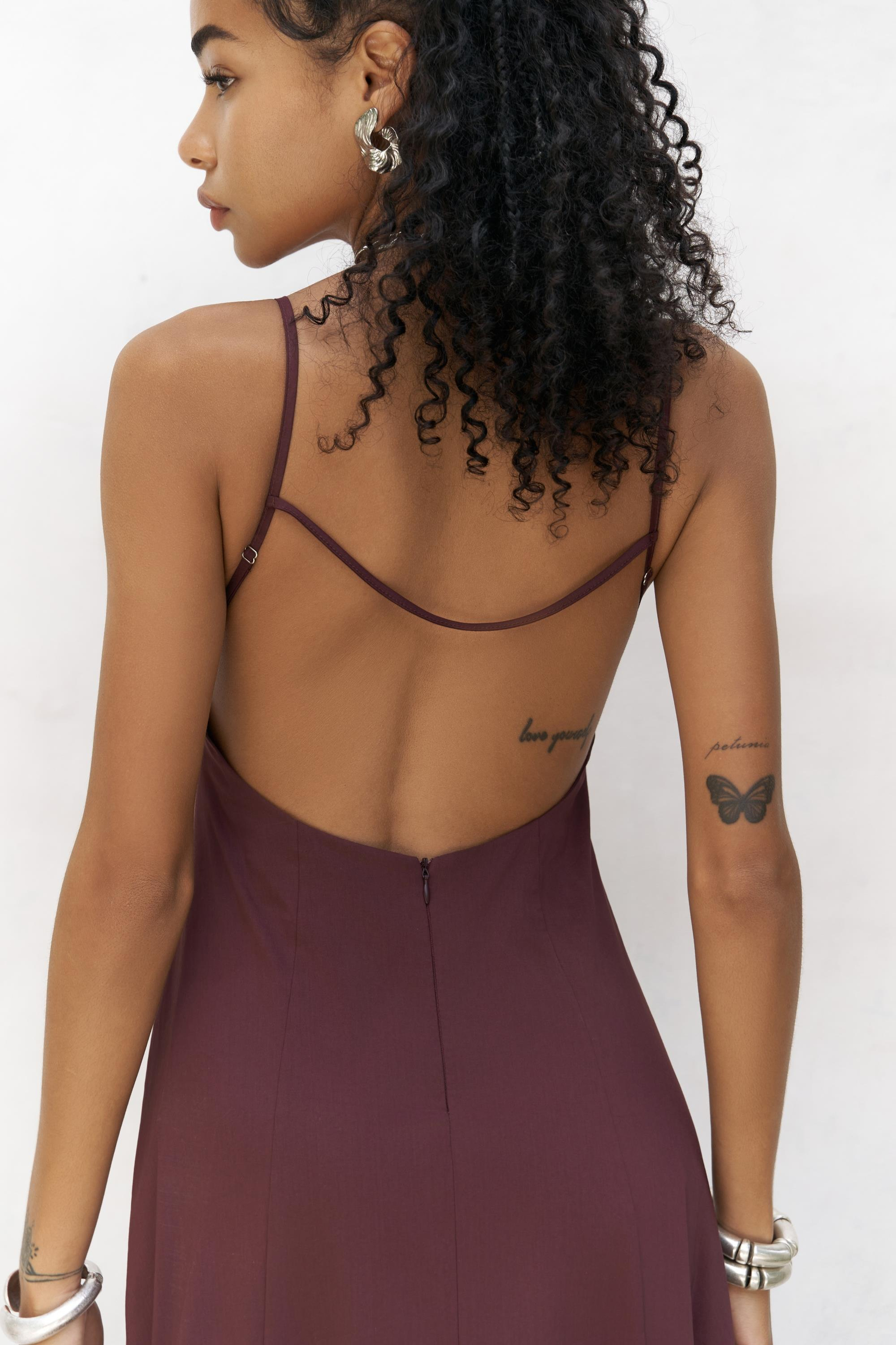 Onella Askılı Bordo Uzun Elbise