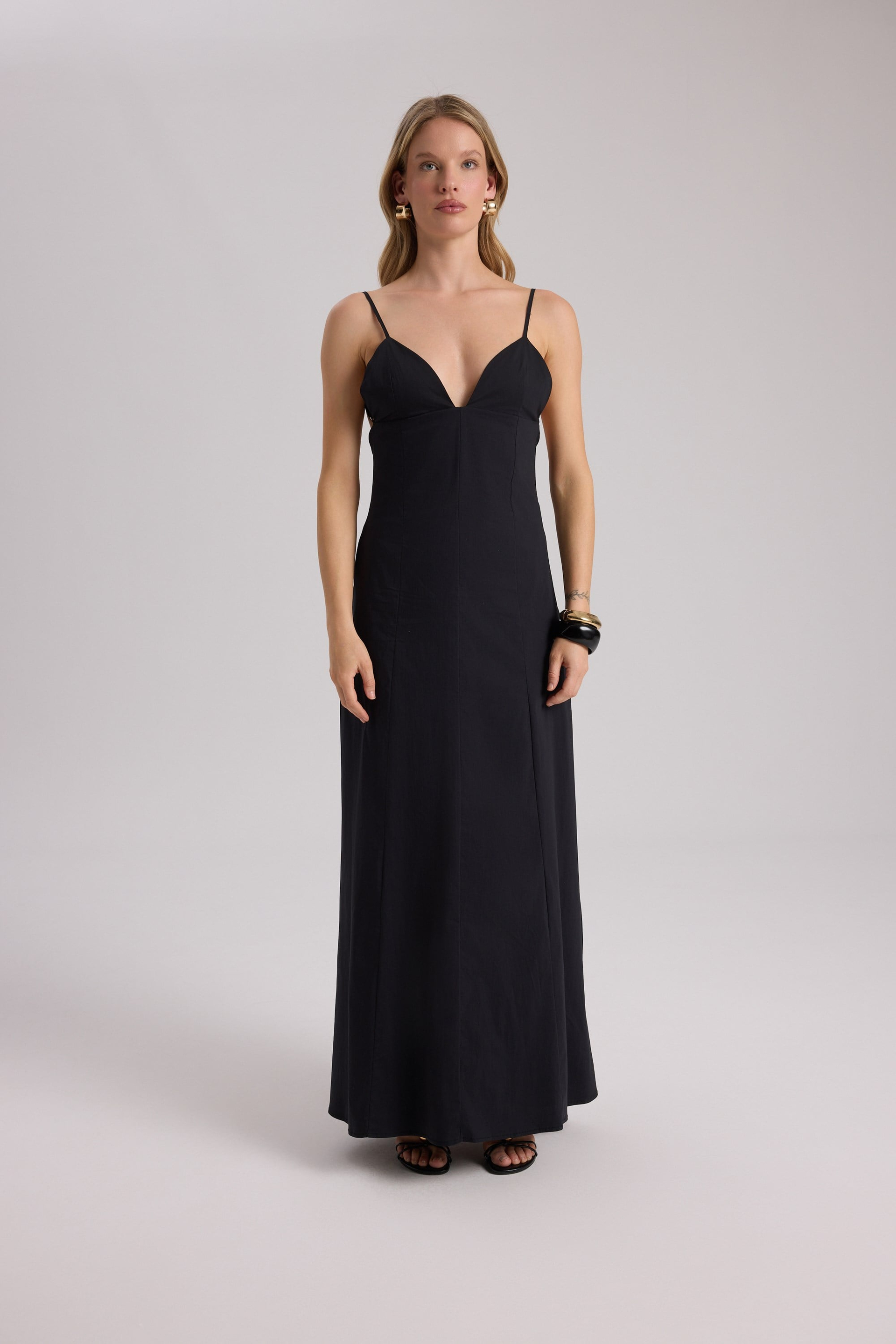 Onella Printed Black Maxi Dress