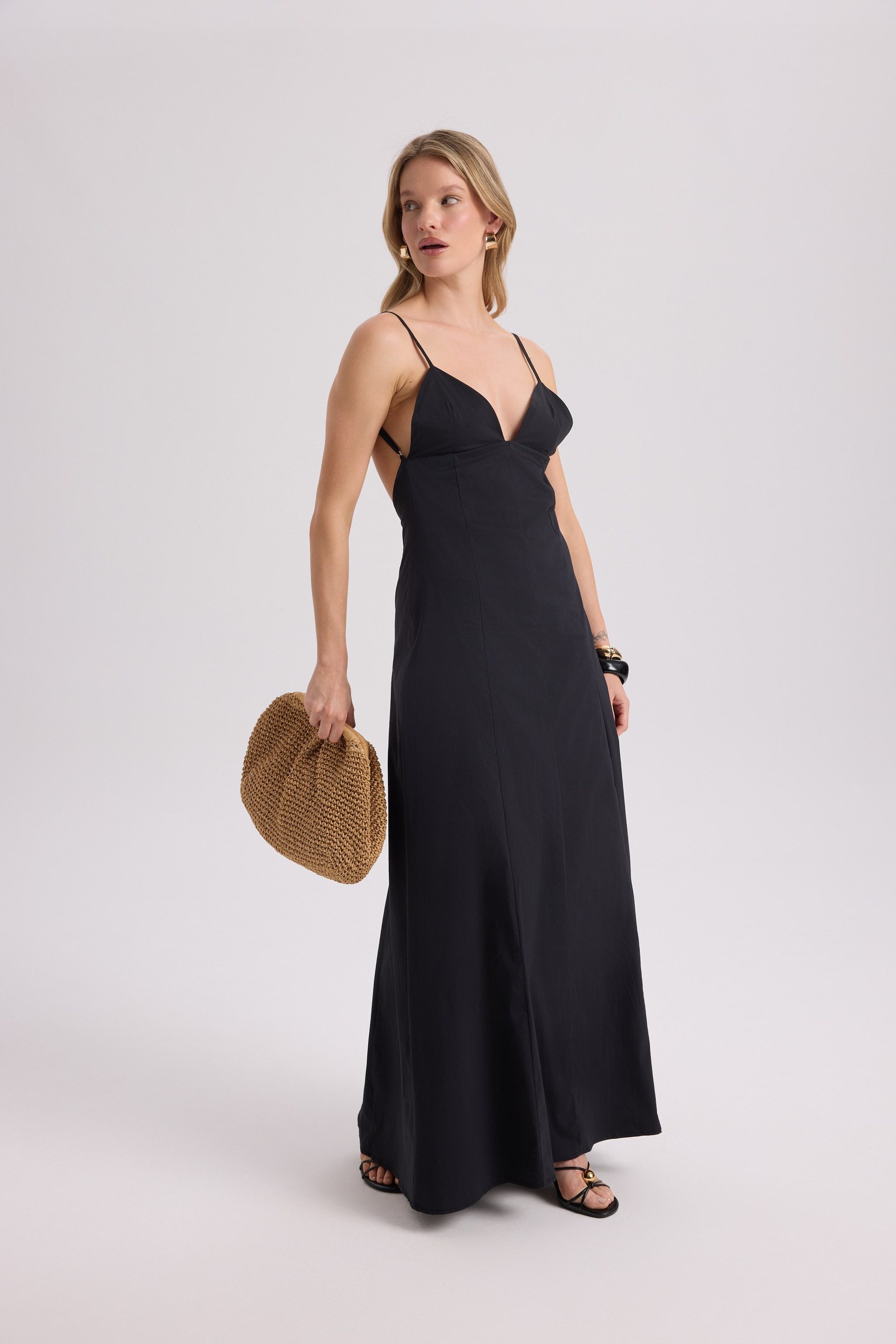 Onella Printed Black Maxi Dress