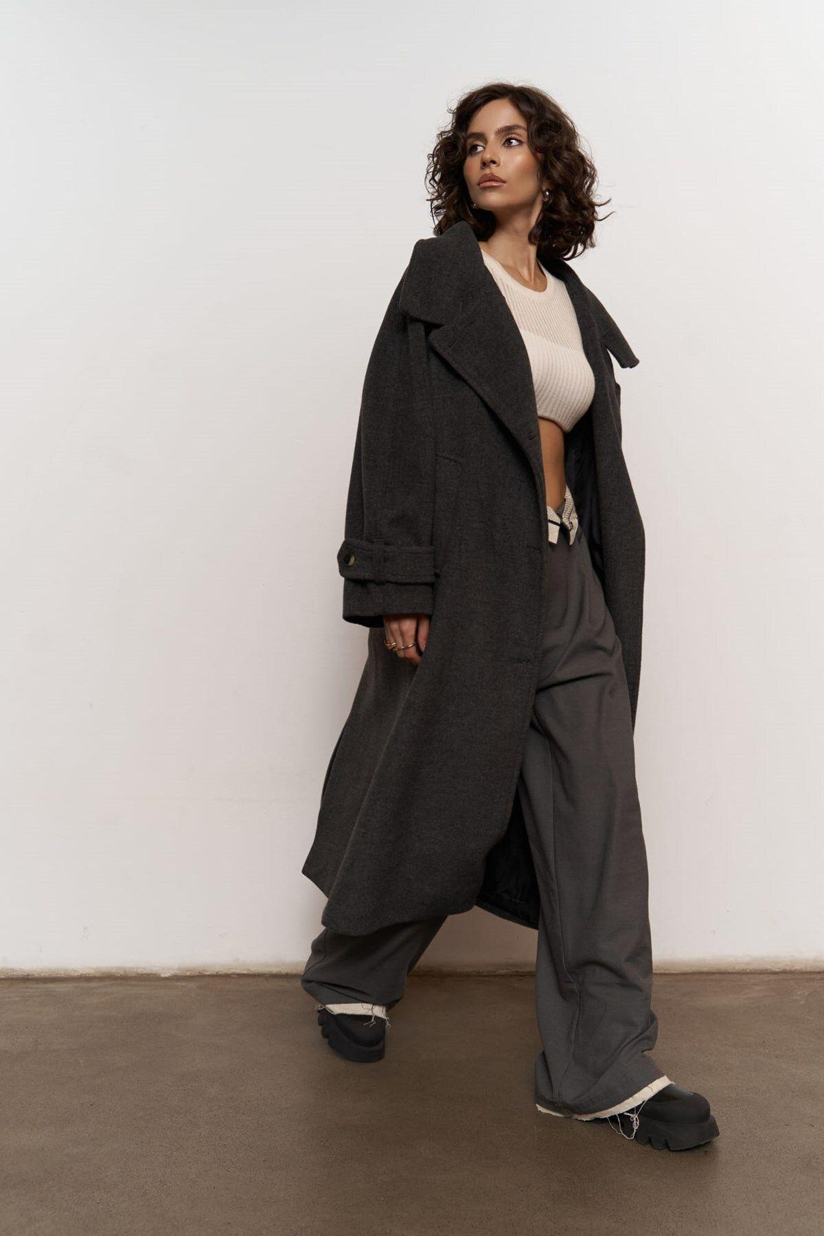 Mai Collection Onyx Dark Anthracite Coat