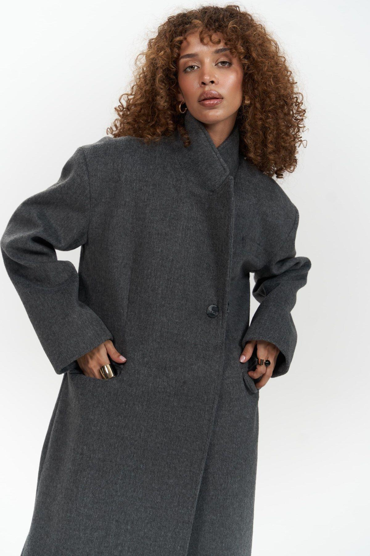 Mai Collection Ophelia Anthracite Boyfriend Coat