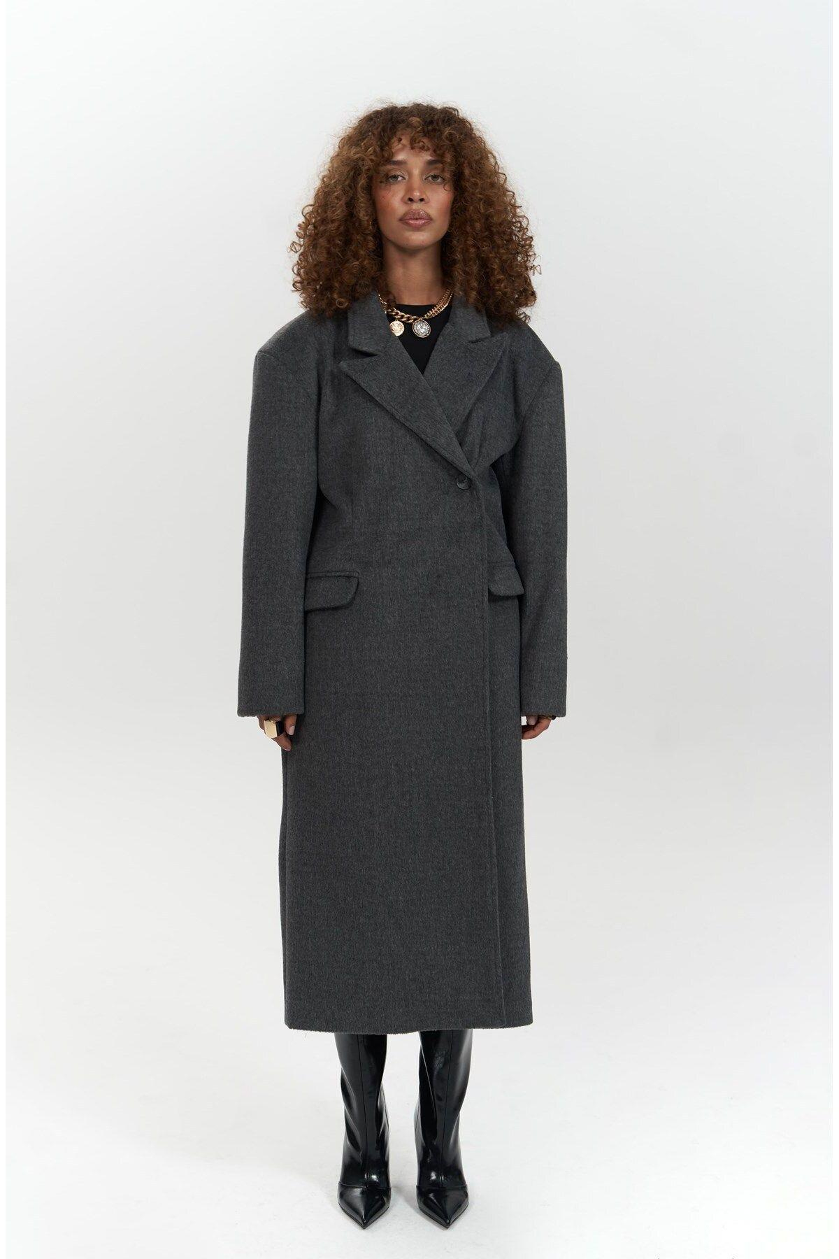 Mai Collection Ophelia Anthracite Boyfriend Coat