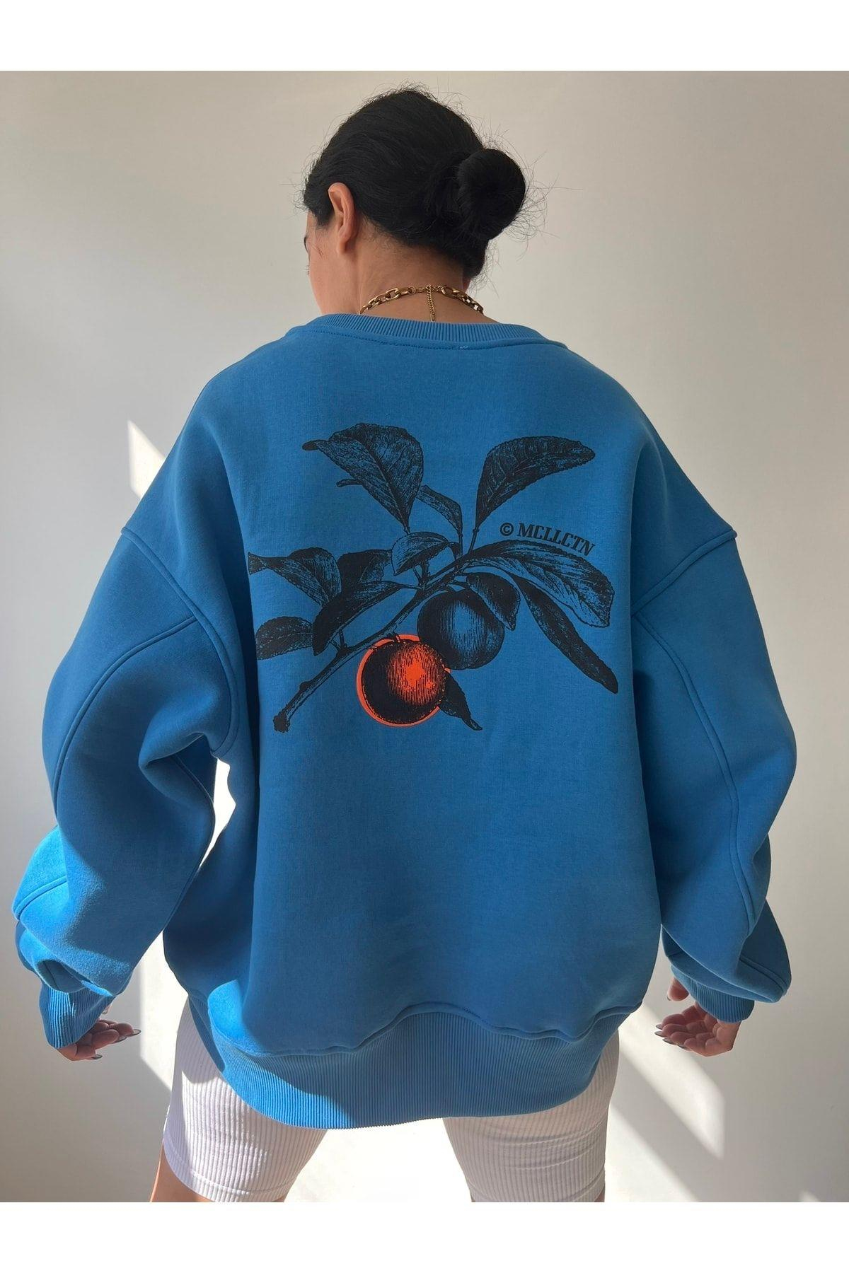 Mcllctn Orange Blue Unisex Oversized Sweatshirt