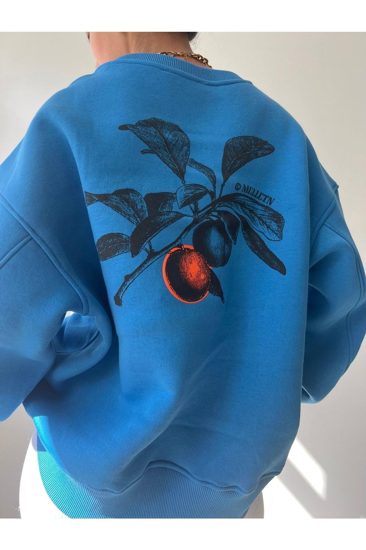 Mcllctn Orange Blue Unisex Oversized Sweatshirt